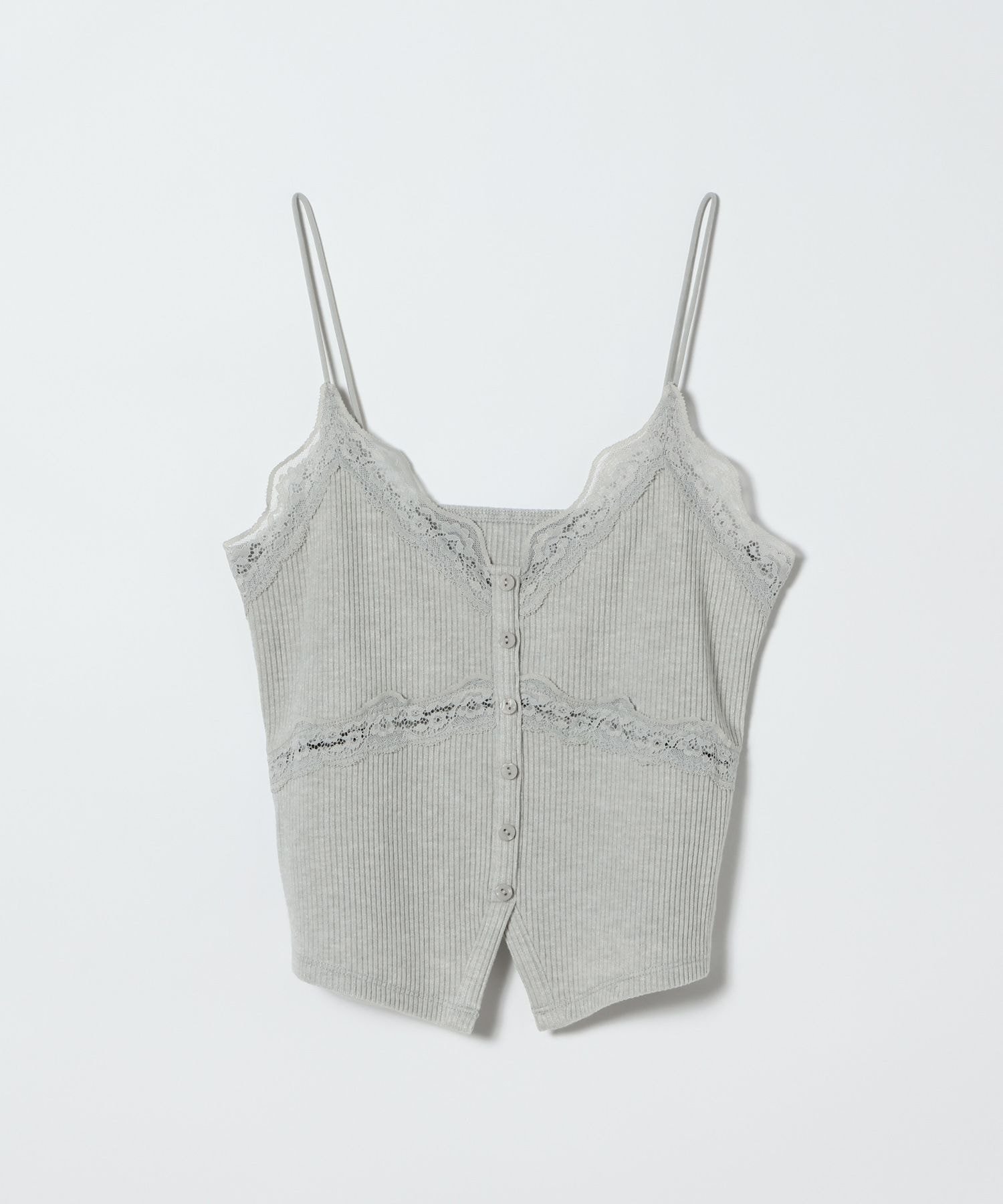 JEANASIS リブカットレーストリムキャミ ジーナシス トップス カットソー・Tシャツ ホワイト ブラック グレー