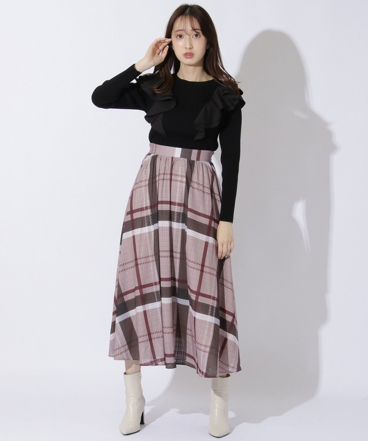 【SALE／40%OFF】WILLSELECTION シアーBIGタータンチェックスカート ウィルセレクション スカート その他のスカート レッド【送料無料】のサムネイル