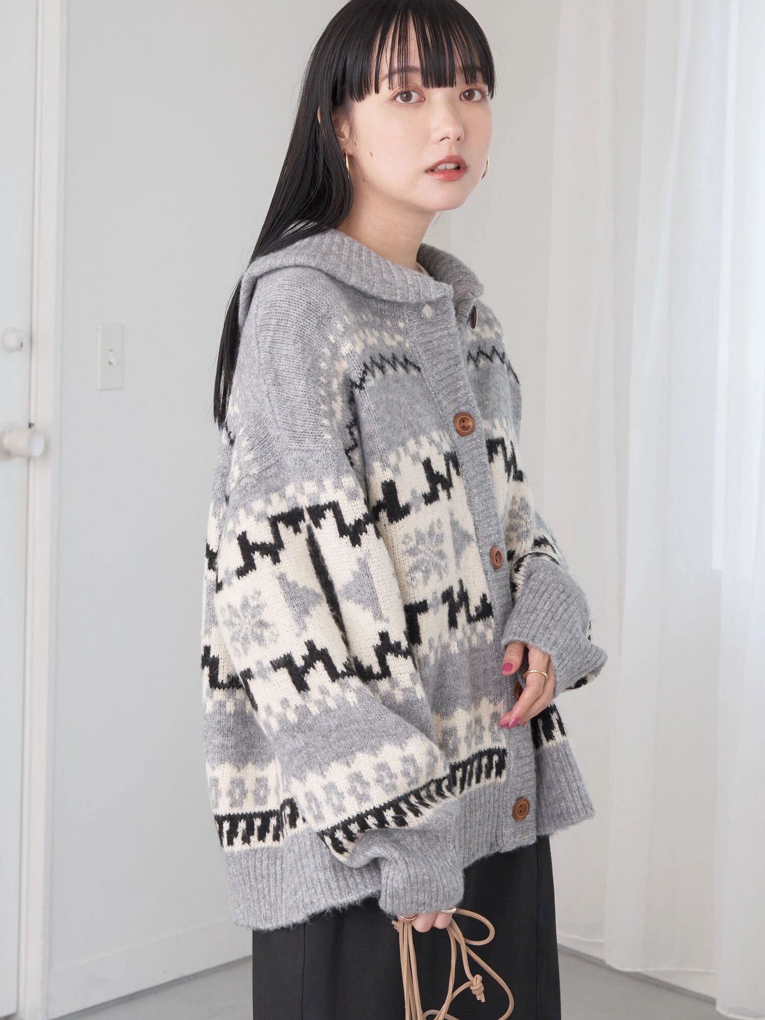 【SALE／50%OFF】earth music&ecology カウチンニット アースミュージック&エコロジー ジャケット・アウター その他のジャケット・アウター グレー ベージュのサムネイル