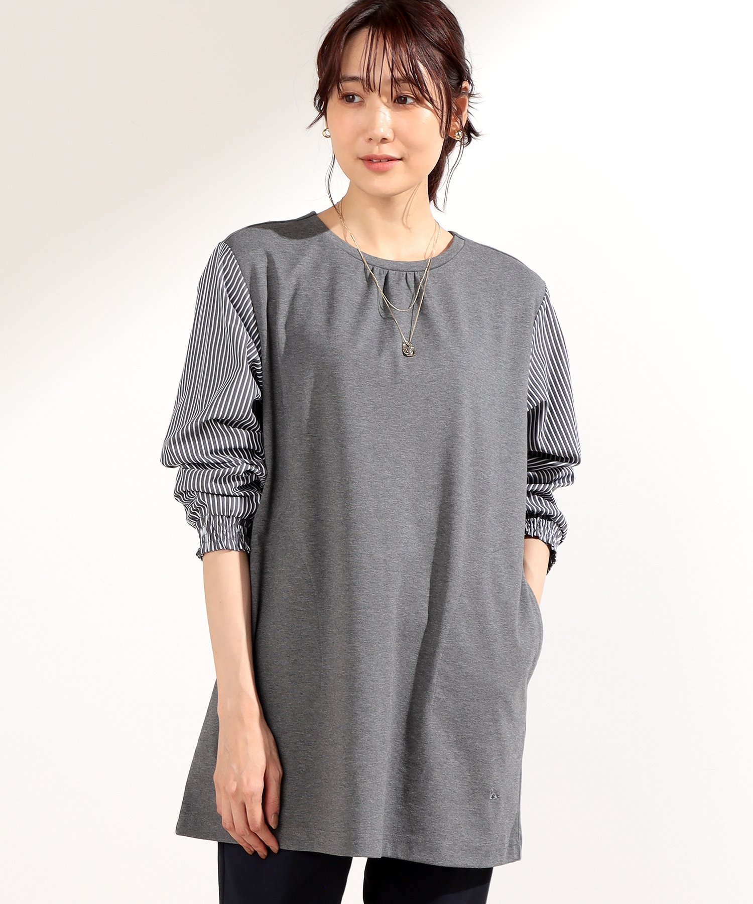 DECOY SINCE 1981 ドッキングチュニックプルオーバー デコイシンス1981 トップス カットソー・Tシャツ グレー ネイビー【送料無料】のサムネイル