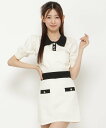 【SALE/50%OFF】REDYAZEL 【セットアップ可能】衿つきバイカラーニットトップス レディアゼル トップス ニット ホワイト ピンク ブルー【送料無料】(4)