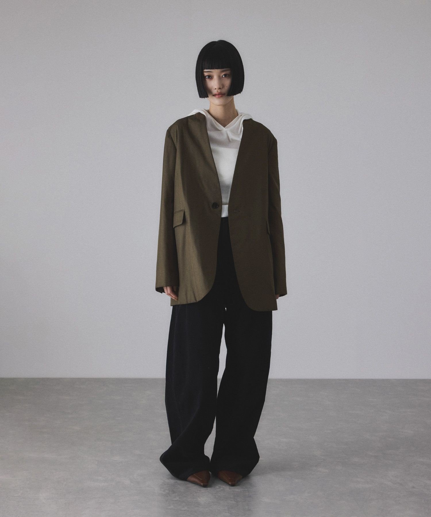 【SALE／50%OFF】ADAM ET ROPE' FEMME LIMONTAノーカラーダウンジャケット アダムエロペ ジャケット・アウター ダウンジャケット・ダウンベスト カーキグリーン ブラック【送料無料】