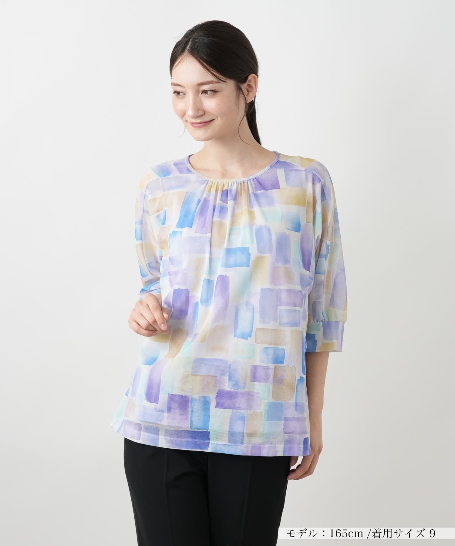Leilian プリントカットソー レリアン トップス カットソー・Tシャツ パープル