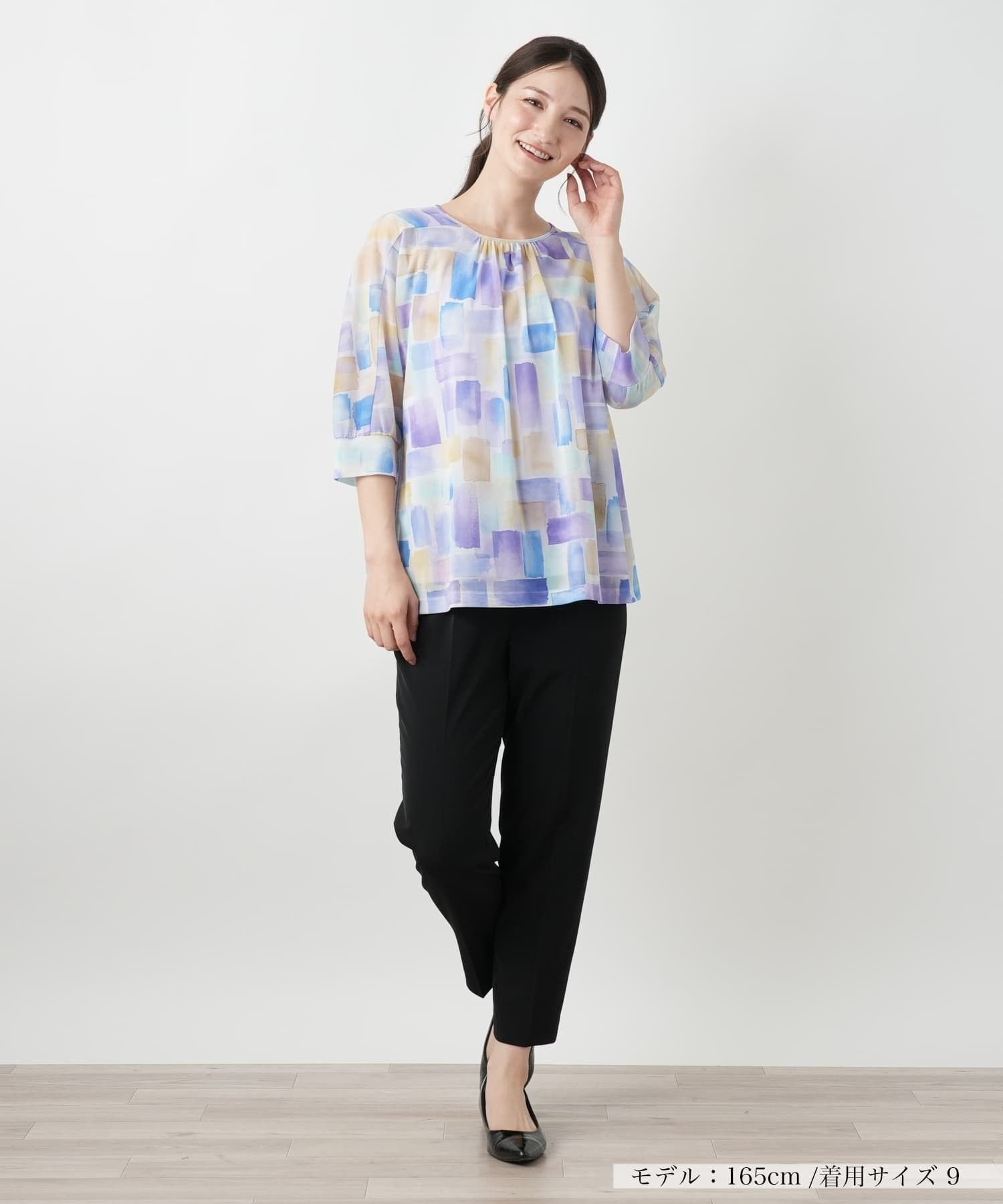 Leilian プリントカットソー レリアン トップス カットソー・Tシャツ パープル