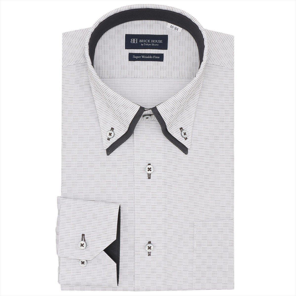 TOKYO SHIRTS（トーキョーシャツ）【超形態安定】 ボタンダウン 長袖 形態安定 ワイシャツ BM01K109AB16B3V-30　　◆ 超形態安定シャツ ◆お手入れ簡単メンズ超形態安定シャツポリエステル混でお手入れがさらに楽になった超形態安定シャツが登場。●高い形態安定性（W＆W性）●ポリエステル混で速乾性を実現●肌ざわりやわらか着心地の良さと高い機能性を追及した価値ある逸品をお届けします。台衿とカフス裏の別布使いに三層ボタンやグレーボタン糸を取り入れた一枚は個性ある衿元を演出してくれます。ノータイでの着用でも洒落感のあるダブルカラーはカジュアルスタイルに使いやすいデザイン力のある一枚。※別布を含む濃色生地は色落ち・移染が発生する場合があるため、お洗濯時は衣類の組合わせにご注意ください。【衿型】ボタンダウン ダブルカラー【仕様】カフリンクス使用可能な兼用カフス（アジャストボタン）角切カフス胸ポケット（左胸）付き（ホームベース型）背タック・背ダーツなし前立：裏前立仕様衿部分：デザインあり台衿内側・カフス裏側：別布仕様【BRICK HOUSE by Tokyo Shirts/ブリックハウス バイ トウキョウシャツ】業界トップ水準を誇るノーアイロンの形態安定加工は自宅で洗濯可能でお手入れ簡単！高度な縫製技術を用いた高付加価値シャツでありながら選ぶことを気軽に楽しめます。ベーシックから多様なデザインまで幅広いバリエーションで豊富なサイズ展開で、ディテールの隅々にまで織り込んで一枚一枚丁寧に仕立てられたシャツです。型番：BM01K109AB16B3V-30-180 RT0126【採寸】■ドレスシャツ■【S37-80】衿回り / 37.5 肩幅 / 44 胸回り / 98 胴回り / 86 着丈 / 80 裄丈 / 80【S37-84】衿回り / 37.5 肩幅 / 44 胸回り / 98 胴回り / 86 着丈 / 82 裄丈 / 84【M39-80】衿回り / 39.5 肩幅 / 46 胸回り / 106 胴回り / 94 着丈 / 80 裄丈 / 80【M39-84】衿回り / 39.5 肩幅 / 46 胸回り / 106 胴回り / 94 着丈 / 82 裄丈 / 84【L41-82】衿回り / 41.5 肩幅 / 48 胸回り / 112 胴回り / 100 着丈 / 82 裄丈 / 82【L41-86】衿回り / 41.5 肩幅 / 48 胸回り / 112 胴回り / 100 着丈 / 84 裄丈 / 86【LL42-82】衿回り / 42.5 肩幅 / 49 胸回り / 118 胴回り / 108 着丈 / 82 裄丈 / 82【LL42-86】衿回り / 42.5 肩幅 / 49 胸回り / 118 胴回り / 108 着丈 / 84 裄丈 / 86【XL43-82】衿回り / 43.5 肩幅 / 51 胸回り / 124 胴回り / 118 着丈 / 82 裄丈 / 82【XL43-86】衿回り / 43.5 肩幅 / 51 胸回り / 124 胴回り / 118 着丈 / 84 裄丈 / 86※S37-84のサイズはオンラインショップ限定です。商品のサイズについて【商品詳細】ベトナム素材：綿50% ポリエステル50% / 形態安定加工サイズ：S37-80、S37-84、M39-80、M39-84、L41-82、L41-86、LL42-82、LL42-86、XL43-82、XL43-86※画面上と実物では多少色具合が異なって見える場合もございます。ご了承ください。商品のカラーについてTOKYO SHIRTS（トーキョーシャツ）【超形態安定】 ボタンダウン 長袖 形態安定 ワイシャツ BM01K109AB16B3V-30　　◆ 超形態安定シャツ ◆お手入れ簡単メンズ超形態安定シャツポリエステル混でお手入れがさらに楽になった超形態安定シャツが登場。●高い形態安定性（W＆W性）●ポリエステル混で速乾性を実現●肌ざわりやわらか着心地の良さと高い機能性を追及した価値ある逸品をお届けします。台衿とカフス裏の別布使いに三層ボタンやグレーボタン糸を取り入れた一枚は個性ある衿元を演出してくれます。ノータイでの着用でも洒落感のあるダブルカラーはカジュアルスタイルに使いやすいデザイン力のある一枚。※別布を含む濃色生地は色落ち・移染が発生する場合があるため、お洗濯時は衣類の組合わせにご注意ください。【衿型】ボタンダウン ダブルカラー【仕様】カフリンクス使用可能な兼用カフス（アジャストボタン）角切カフス胸ポケット（左胸）付き（ホームベース型）背タック・背ダーツなし前立：裏前立仕様衿部分：デザインあり台衿内側・カフス裏側：別布仕様【BRICK HOUSE by Tokyo Shirts/ブリックハウス バイ トウキョウシャツ】業界トップ水準を誇るノーアイロンの形態安定加工は自宅で洗濯可能でお手入れ簡単！高度な縫製技術を用いた高付加価値シャツでありながら選ぶことを気軽に楽しめます。ベーシックから多様なデザインまで幅広いバリエーションで豊富なサイズ展開で、ディテールの隅々にまで織り込んで一枚一枚丁寧に仕立てられたシャツです。型番：BM01K109AB16B3V-30-180 RT0126【採寸】■ドレスシャツ■【S37-80】衿回り / 37.5 肩幅 / 44 胸回り / 98 胴回り / 86 着丈 / 80 裄丈 / 80【S37-84】衿回り / 37.5 肩幅 / 44 胸回り / 98 胴回り / 86 着丈 / 82 裄丈 / 84【M39-80】衿回り / 39.5 肩幅 / 46 胸回り / 106 胴回り / 94 着丈 / 80 裄丈 / 80【M39-84】衿回り / 39.5 肩幅 / 46 胸回り / 106 胴回り / 94 着丈 / 82 裄丈 / 84【L41-82】衿回り / 41.5 肩幅 / 48 胸回り / 112 胴回り / 100 着丈 / 82 裄丈 / 82【L41-86】衿回り / 41.5 肩幅 / 48 胸回り / 112 胴回り / 100 着丈 / 84 裄丈 / 86【LL42-82】衿回り / 42.5 肩幅 / 49 胸回り / 118 胴回り / 108 着丈 / 82 裄丈 / 82【LL42-86】衿回り / 42.5 肩幅 / 49 胸回り / 118 胴回り / 108 着丈 / 84 裄丈 / 86【XL43-82】衿回り / 43.5 肩幅 / 51 胸回り / 124 胴回り / 118 着丈 / 82 裄丈 / 82【XL43-86】衿回り / 43.5 肩幅 / 51 胸回り / 124 胴回り / 118 着丈 / 84 裄丈 / 86※S37-84のサイズはオンラインショップ限定です。商品のサイズについて【商品詳細】ベトナム素材：綿50% ポリエステル50% / 形態安定加工サイズ：S37-80、S37-84、M39-80、M39-84、L41-82、L41-86、LL42-82、LL42-86、XL43-82、XL43-86※画面上と実物では多少色具合が異なって見える場合もございます。ご了承ください。商品のカラーについて