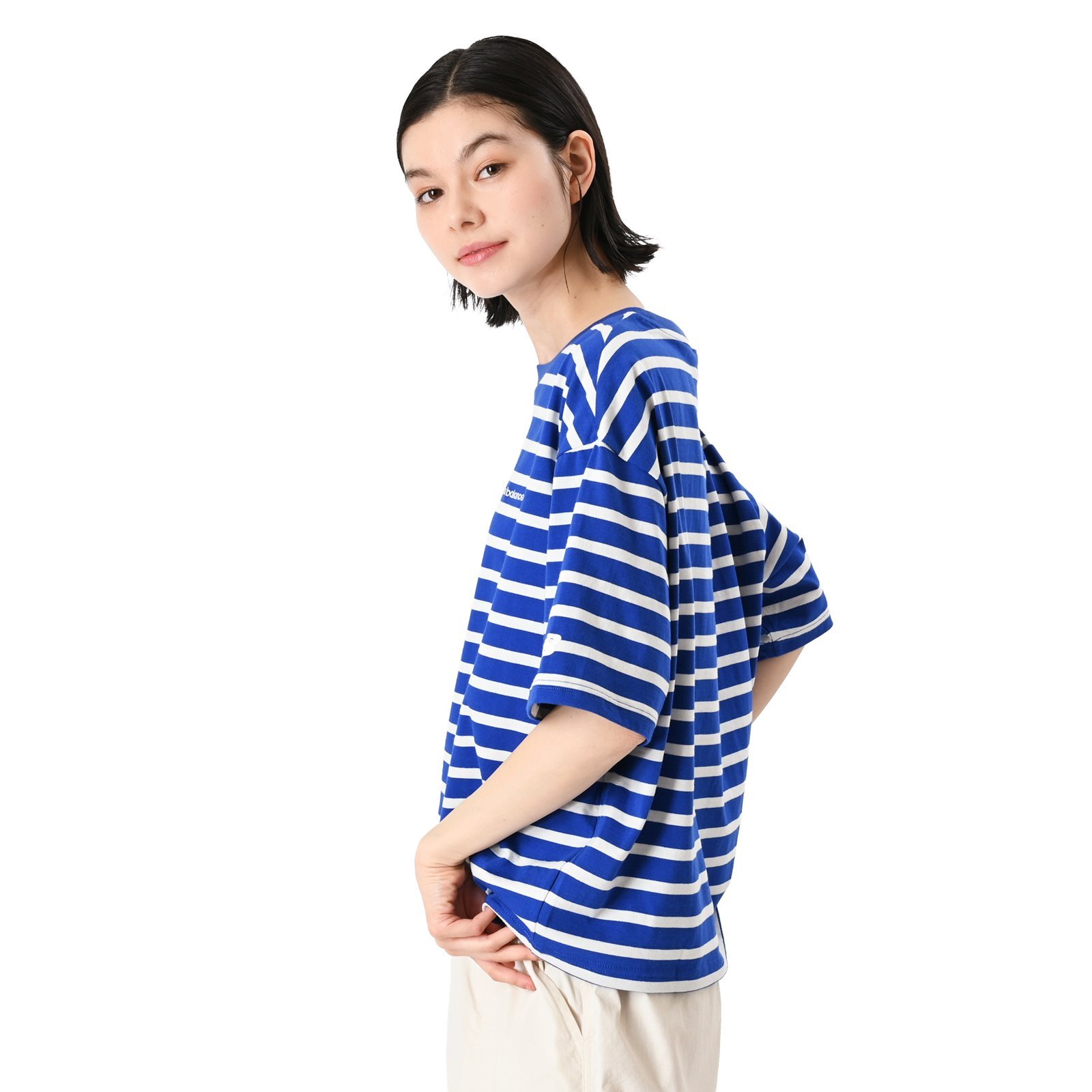 シューパッチストレイプドショートスリーブ ニューバランス トップス カットソー・Tシャツ