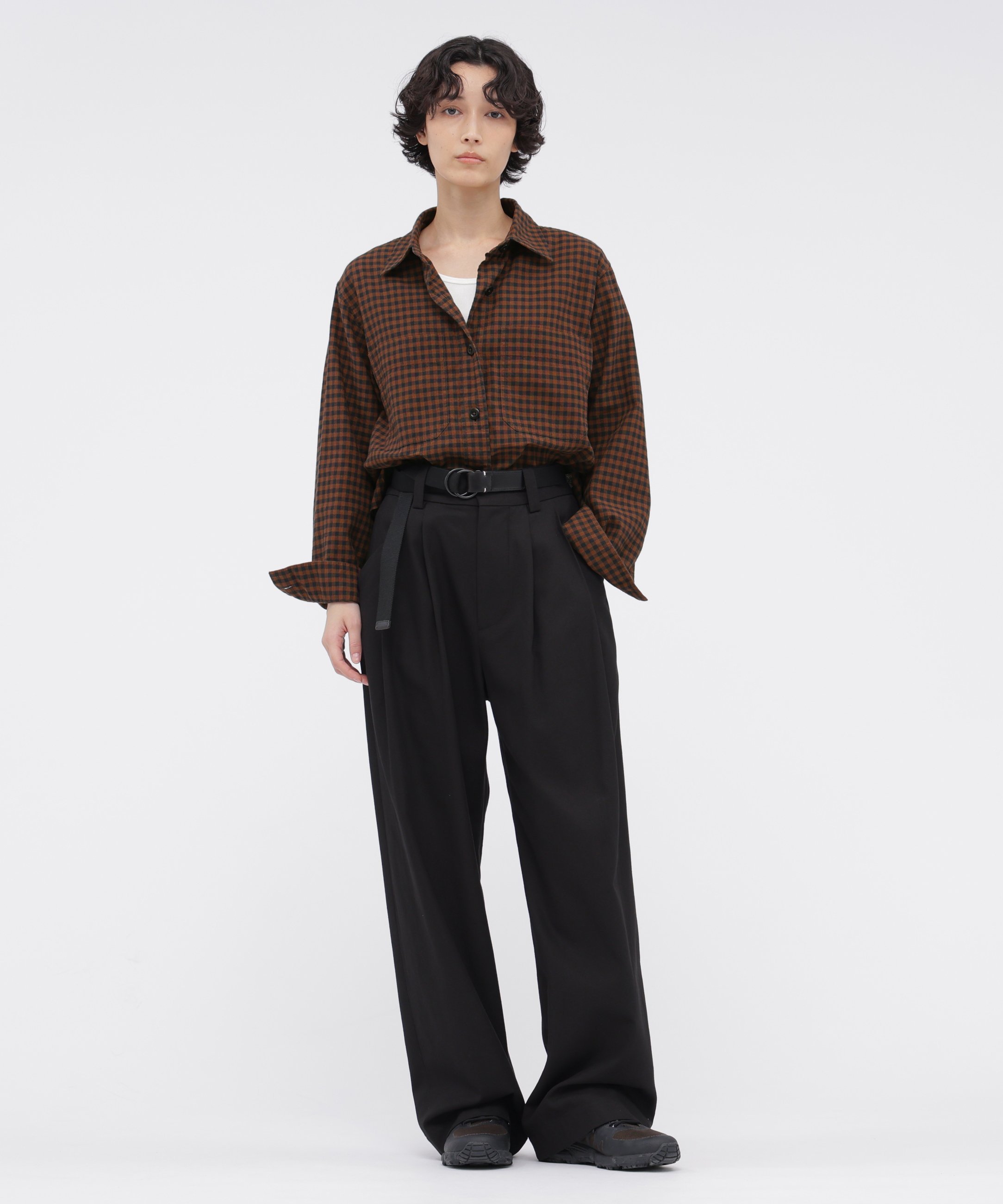 MHL. FADED LINEN COTTON PLAINWEAVE SHIRT マーガレット・ハウエル トップス シャツ・ブラウス ブラウン