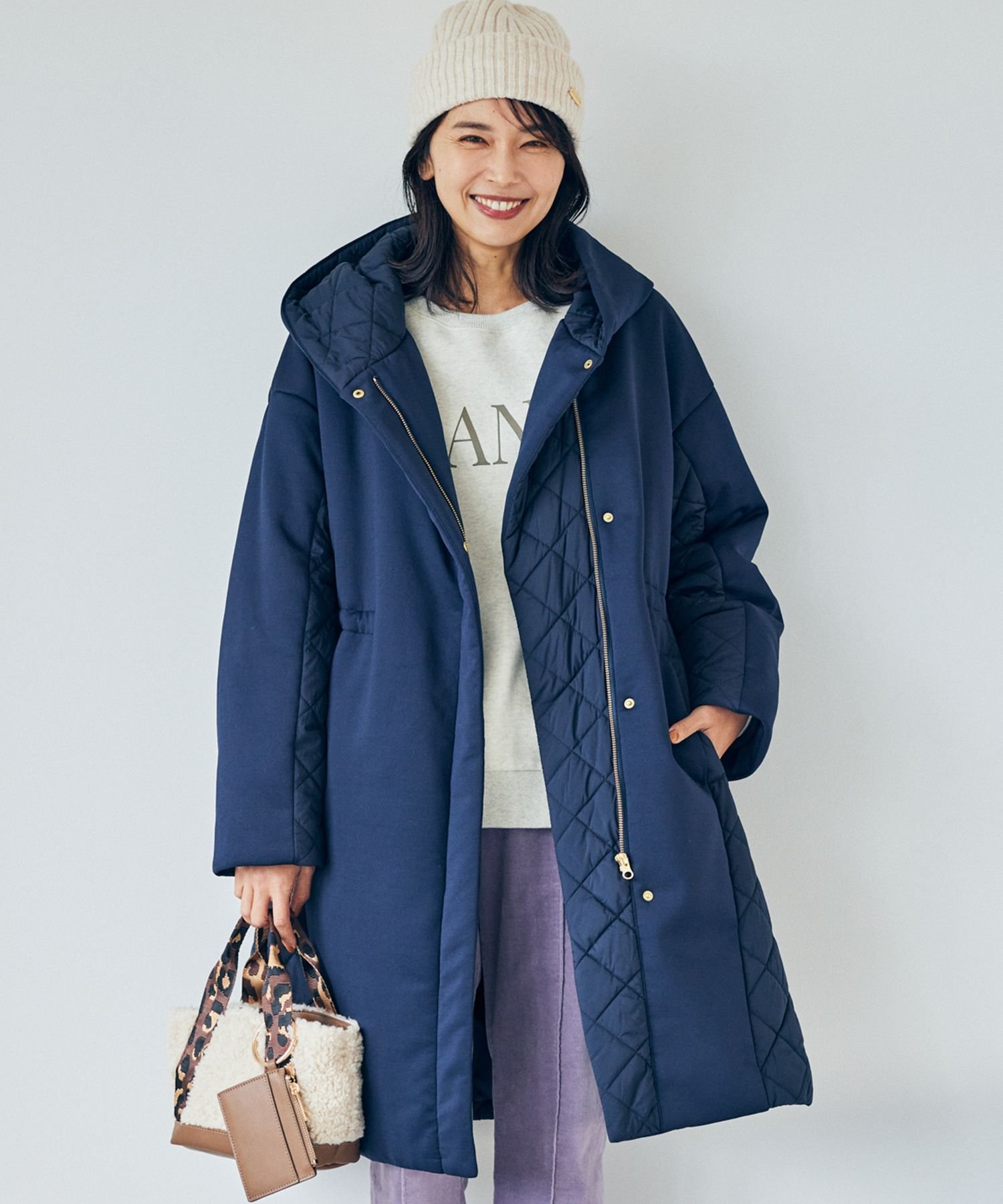 【SALE／50%OFF】BARNYARDSTORM キルティングドッキングコート バンヤードストーム ジャケット・アウター その他のジャケット・アウター ネイビー ブラック【送料無料】のサムネイル