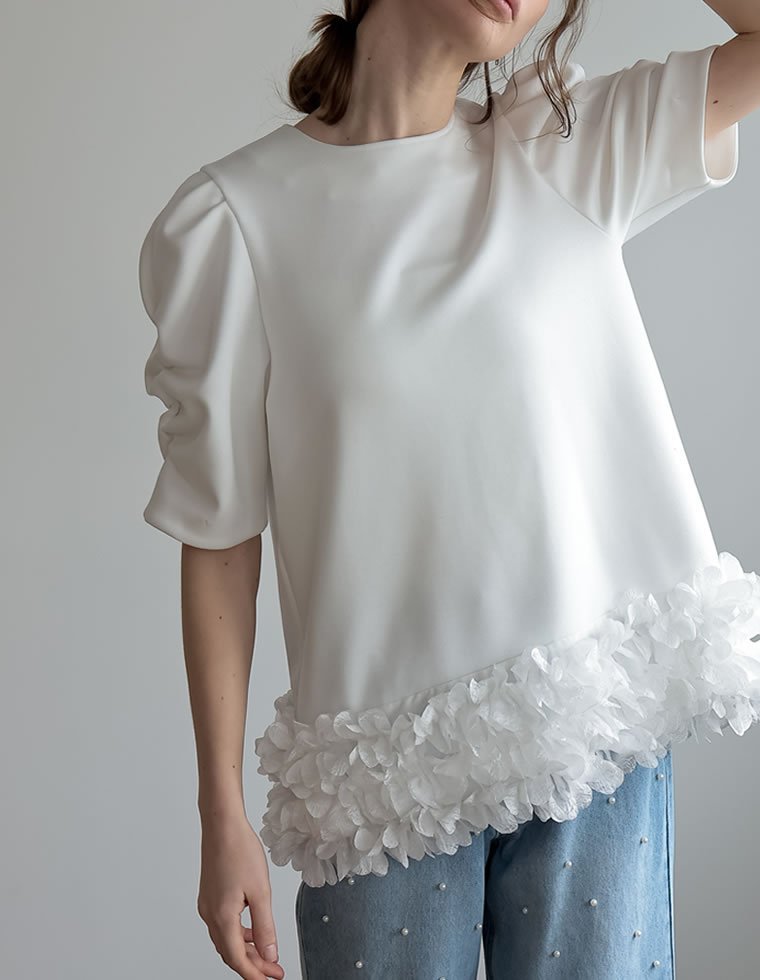 MEISM フラワーモチーフパワショルチュニックトップス リエディ トップス カットソー・Tシャツ ホワイト【送料無料】 stylife-14906933 Rakuten Fashion サンプル画像2