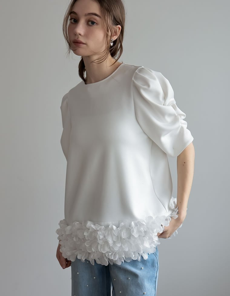 MEISM フラワーモチーフパワショルチュニックトップス リエディ トップス カットソー・Tシャツ ホワイト【送料無料】 stylife-14906933 Rakuten Fashion サンプル画像3