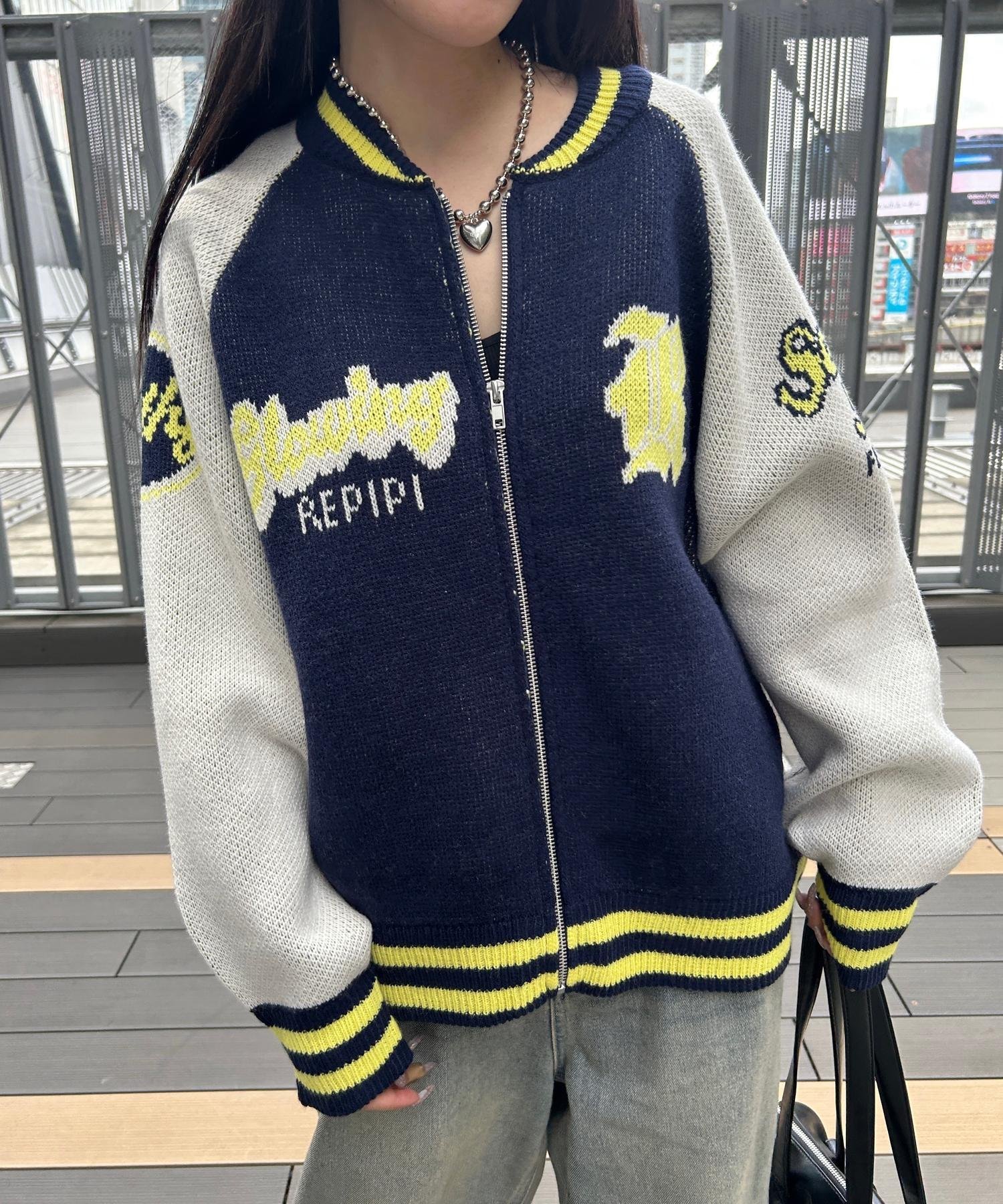 repipi armario ルーズニットスタジャン レピピアルマリオ トップス ニット ネイビー ブルー ブラック【送料無料】のサムネイル