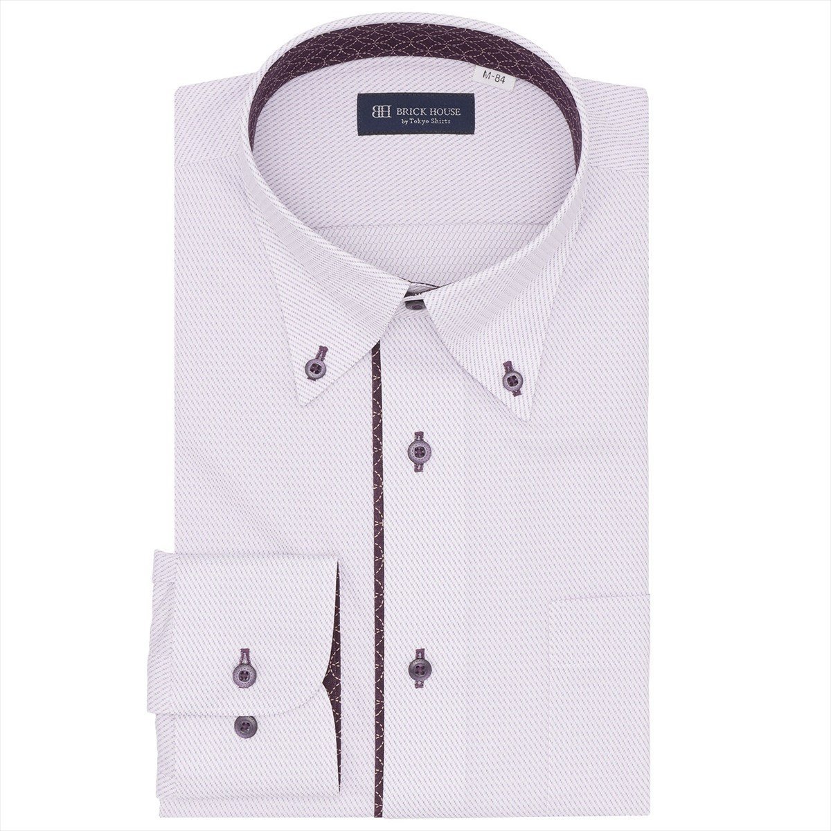 【SALE／36%OFF】BRICK HOUSE by Tokyo Shirts 【ストレッチ】 ボタンダウン 長袖 形態安定 ワイシャツ ニットシャツ BM01K303AB16B2N-01 トーキョーシャツ スーツ・フォーマル Yシャツ・カッターシャツ パープル