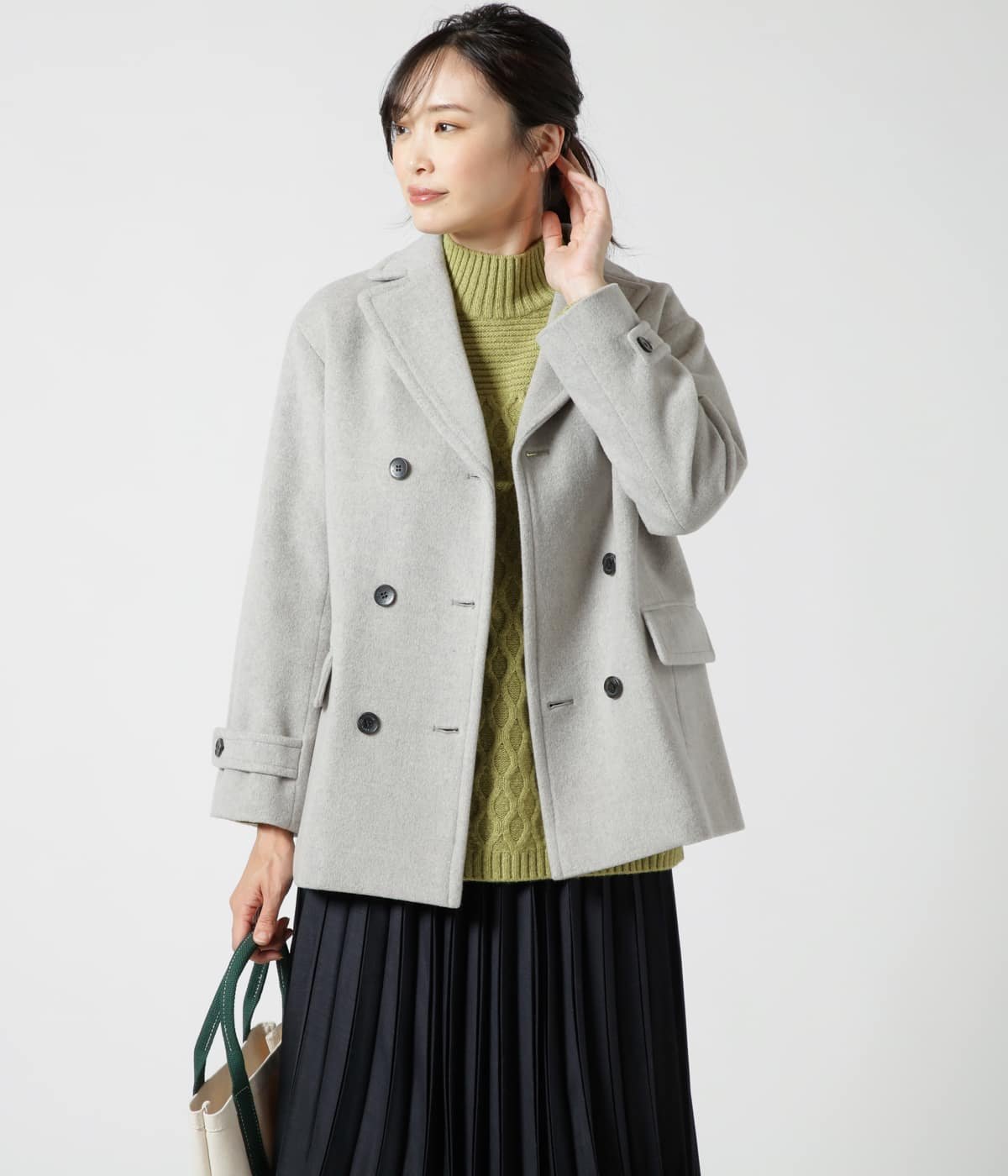 ニューヨーカー アウター レディース 【SALE／15%OFF】NEWYORKER WOMEN ウールシャルムビーバー Pコート ニューヨーカー ジャケット・アウター ピーコート グレー ブラック ブラウン【送料無料】