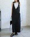 【SALE/43%OFF】La-gemme Vネックジャンパースカート ラジュール ワンピース・ドレス ジャンパースカート ブラック グレー【送料無料】
