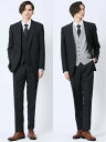 m.f.editorial ストレッチウォッシャブル スリムフィット 2ボタン3ピーススーツ 組織黒 タカキュー スーツ・フォーマル セットアップスーツ ブラッ...
