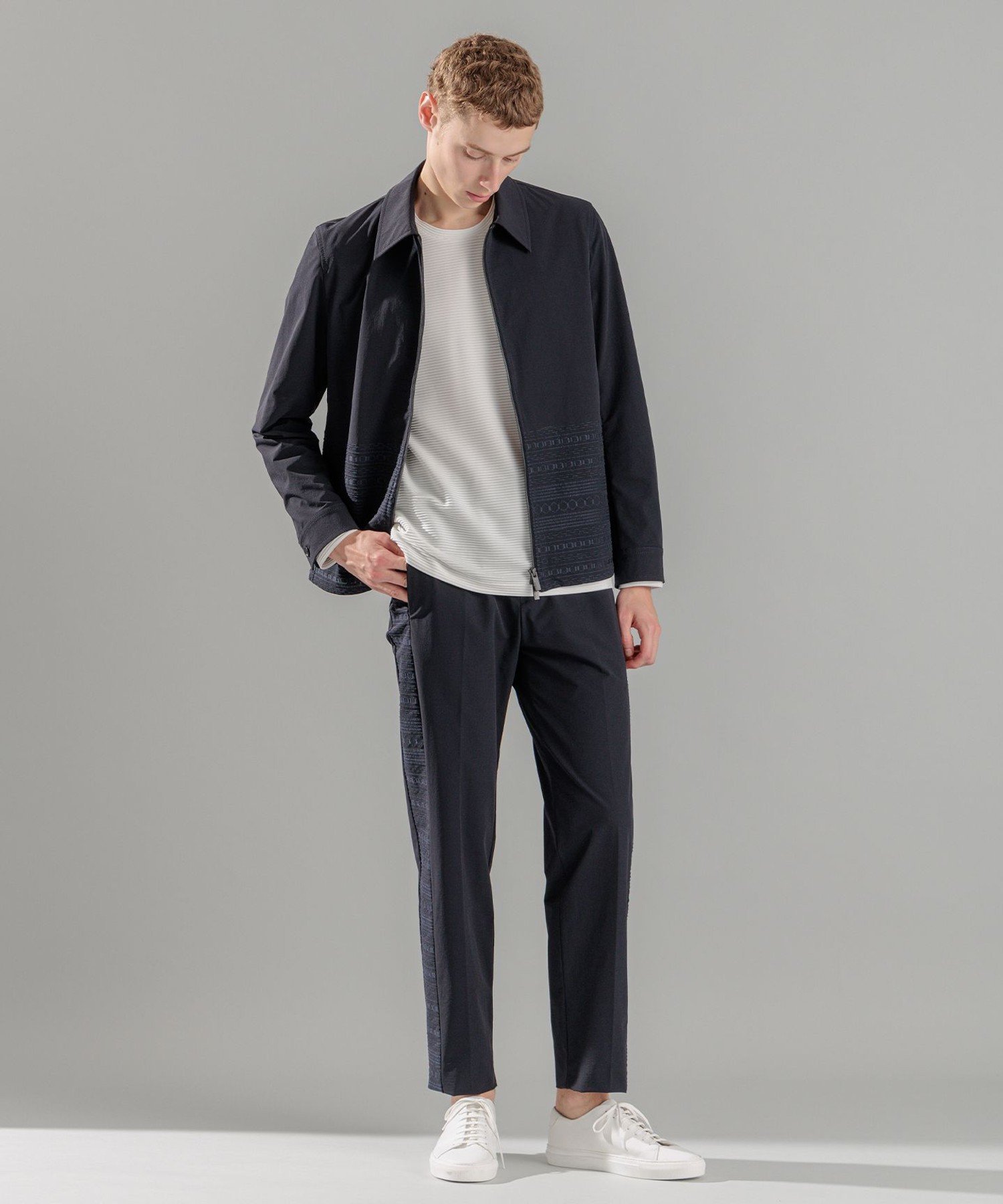 【SALE／30%OFF】JOSEPH HOMME レボソエンブロイダリー ジップアップブルゾン ジョゼフ オム ジャケット・アウター ブルゾン・ジャンパー ブラック【送料無料】