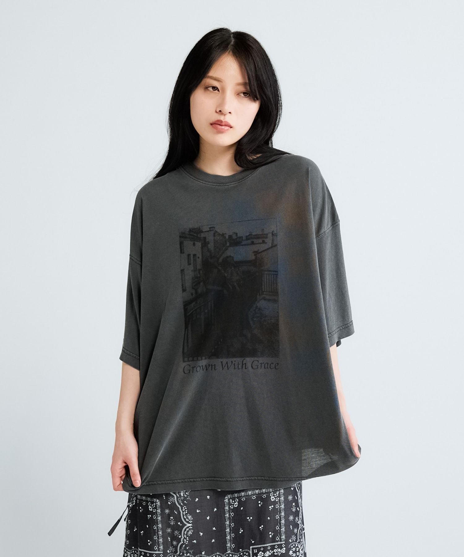 JEANASIS 【選べる着丈】vintage nostalgic graphic print TEE ジーナシス トップス カットソー・Tシャツ イエロー ブラック ホワイト