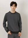 TAKA-Q SOFT CUSHION 切替クルーネック 長袖プルオーバー タカキュー トップス カットソー・Tシャツ グレー ベージュ