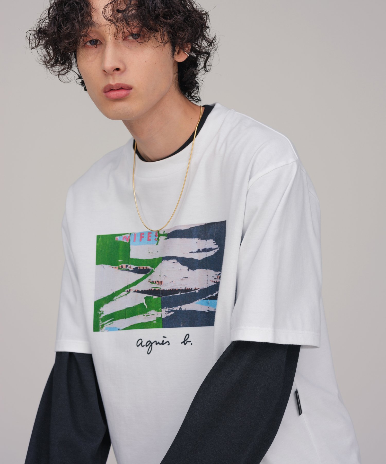 ADAM ET ROPE 039 HOMME 【agnes b. pour ADAM ET ROPE 039 】PHOTO TEE アダムエロペ トップス カットソー Tシャツ ホワイト【送料無料】