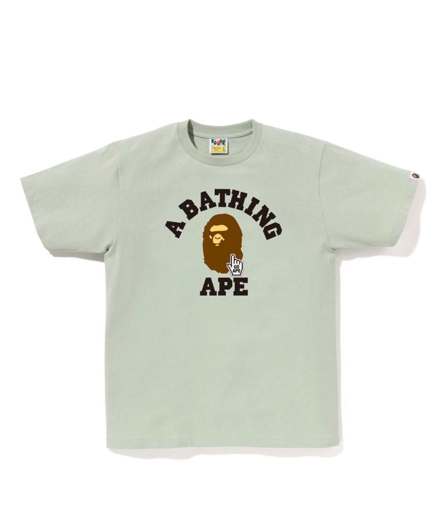 A BATHING APE GO APE POINTER COLLEGE TEE ア ベイシング エイプ トップス カットソー Tシャツ グリーン パープル【送料無料】