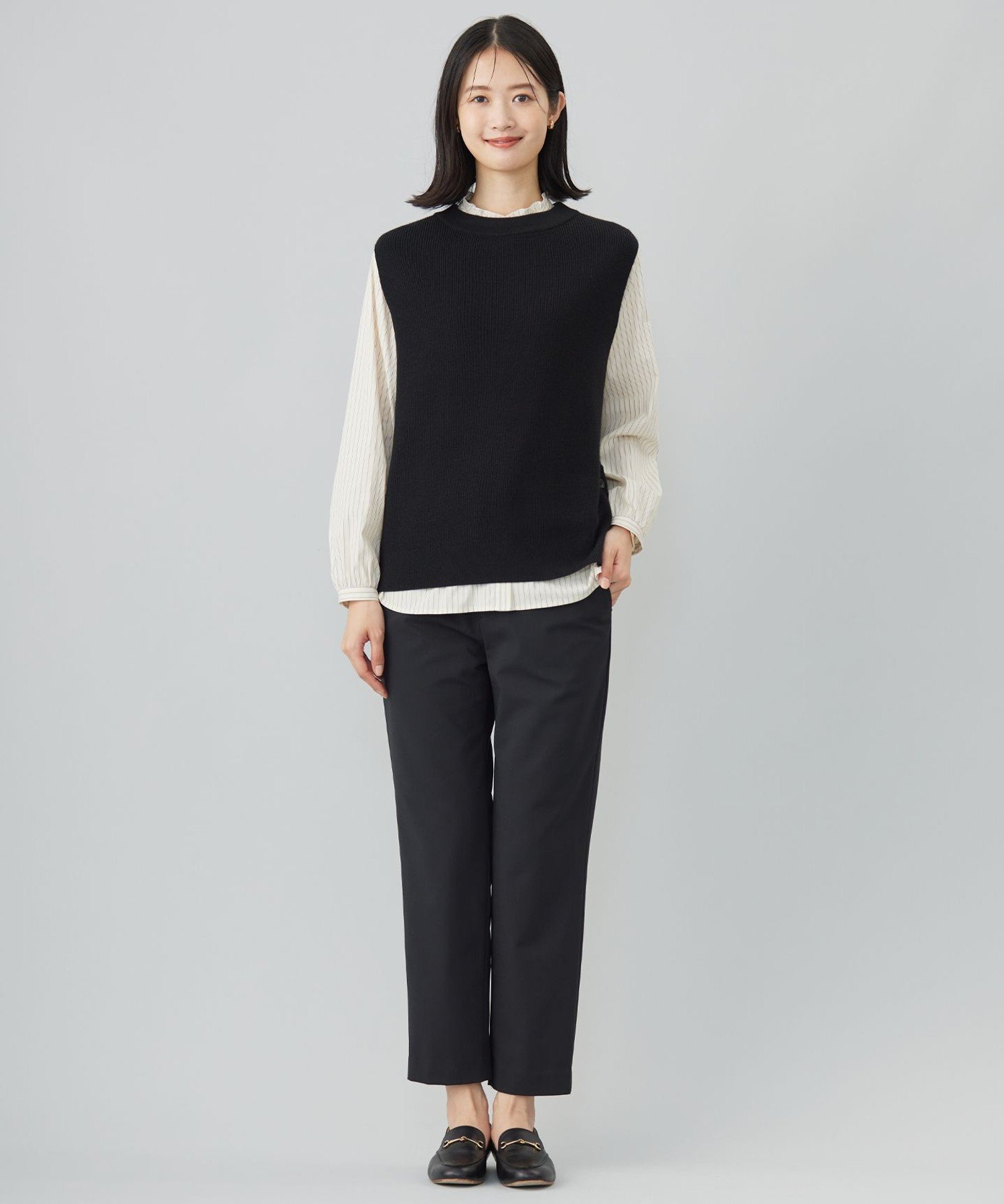 J.PRESS 【洗える】PLAIN WEAVE トロ テーパード パンツ ジェイプレス パンツ その他のパンツ ブラック