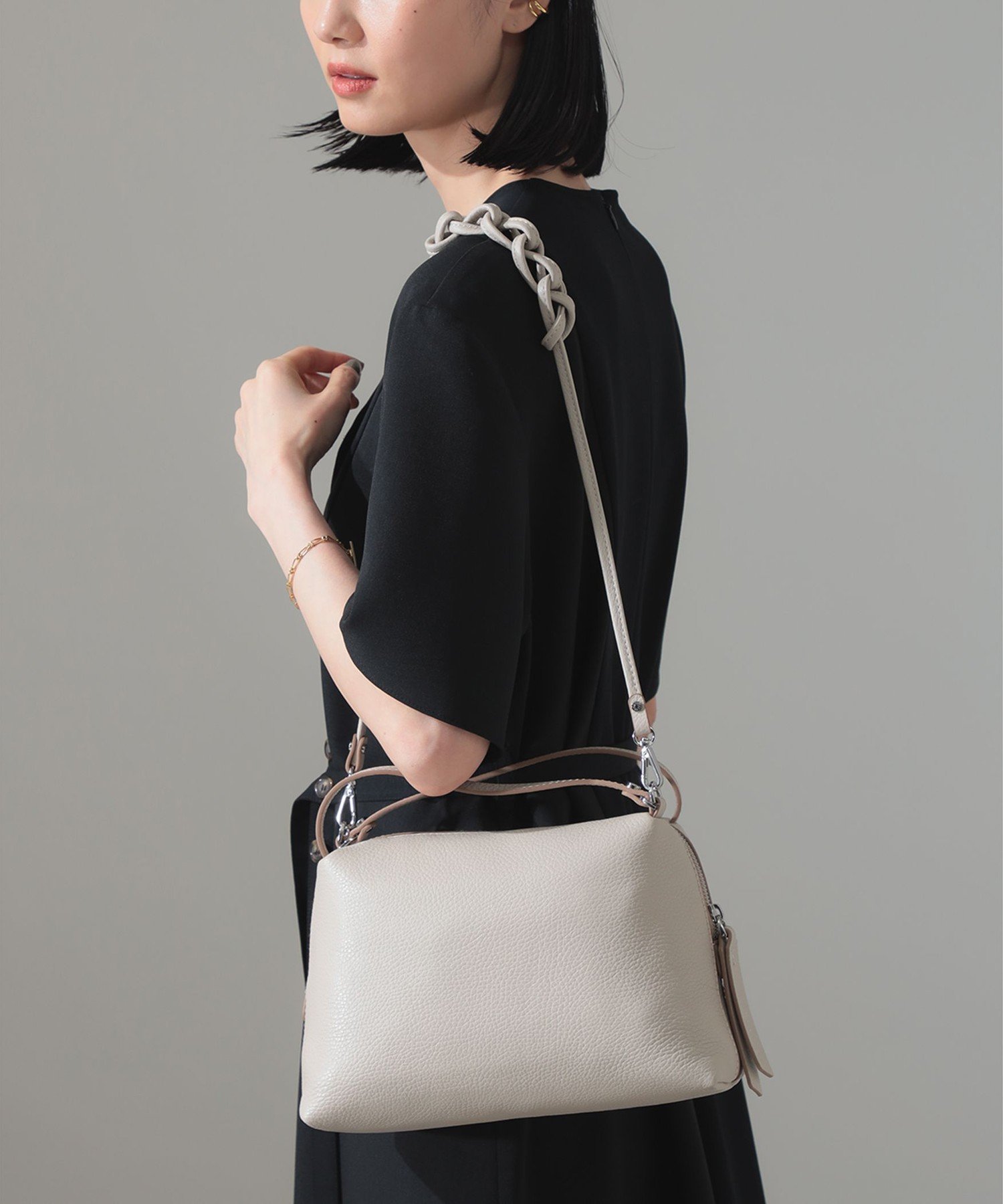 Demi-Luxe BEAMS GIANNI CHIARINI / ALIFA レザーショルダーバッグ M デミルクス ビームス バッグ トートバッグ ブラック【送料無料】