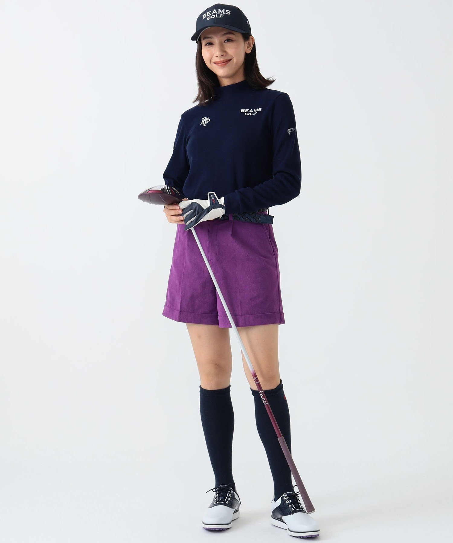 【SALE／60%OFF】BEAMS GOLF PURPLE LABEL PURPLE LABEL / トリコット コーデュロイショートパンツ ビームス アウトレット パンツ その他のパンツ パープル ネイビー【送料無料】