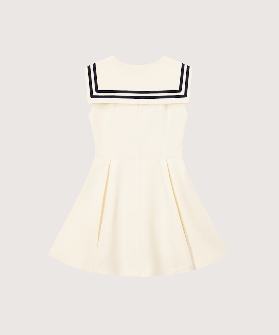 LA POMME petit Sailor Collar Waisted One Piece ラポミ・プチ ワンピース・ドレス ワンピース ネイビー