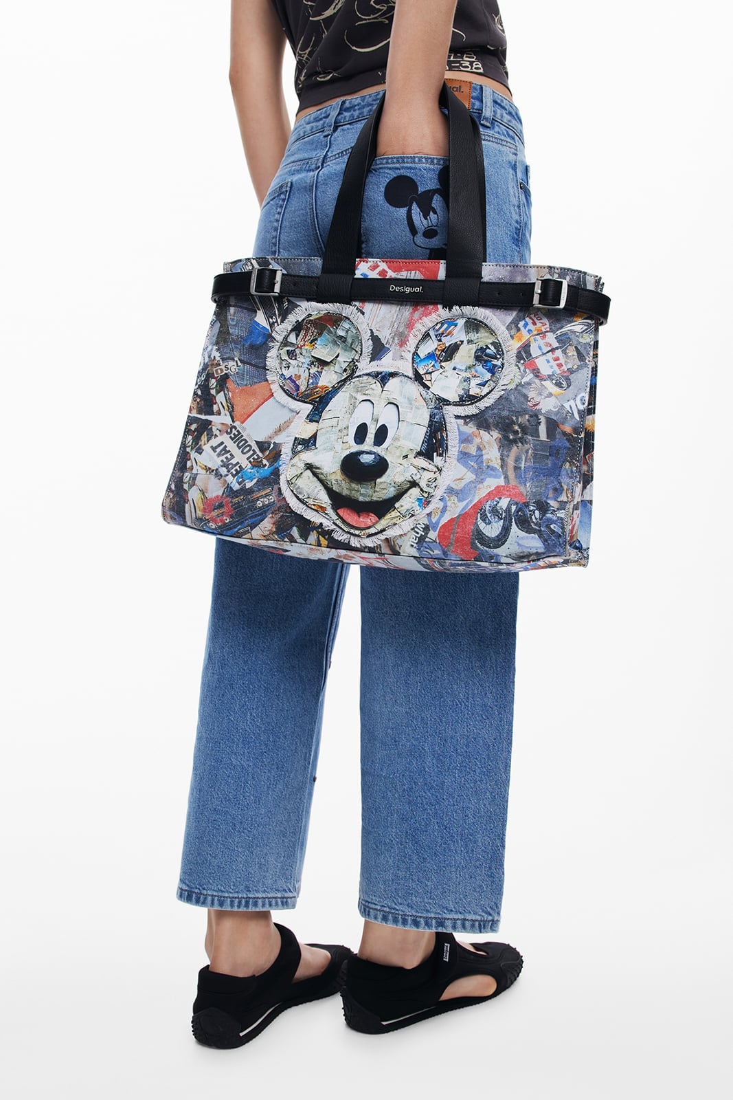 Desigual ミッキーマウスグラフィティプリント 2WAYショルダー＆ハンドバッグ ディズニー デシグアル バッグ ショルダーバッグ ブラック【送料無料】