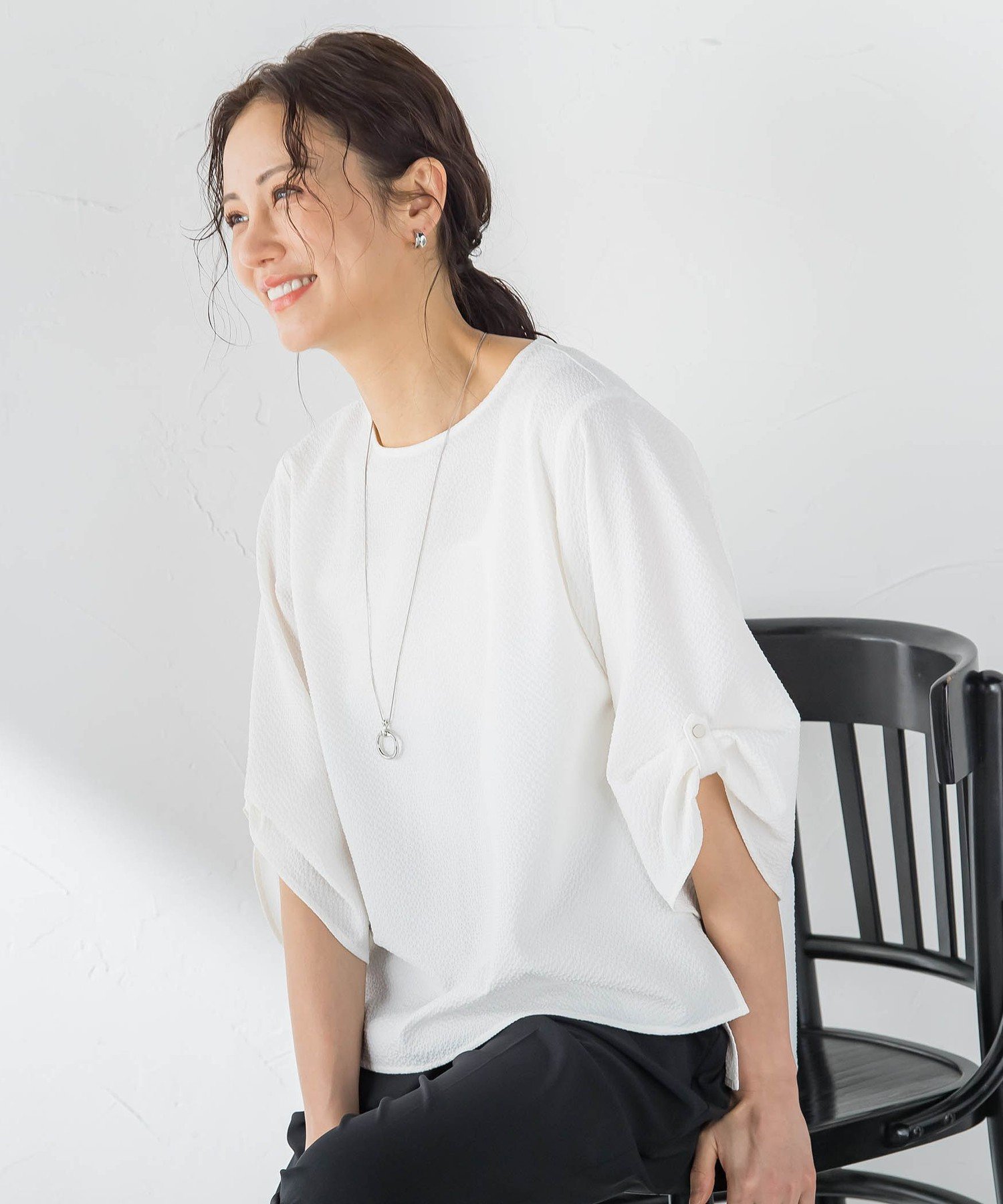 LAUTREAMONT 【WEB限定】≪即着映え!≫デザインスリーブブラウス ロートレアモン トップス シャツ・ブラウス グレー ブラック ホワイト ブルー