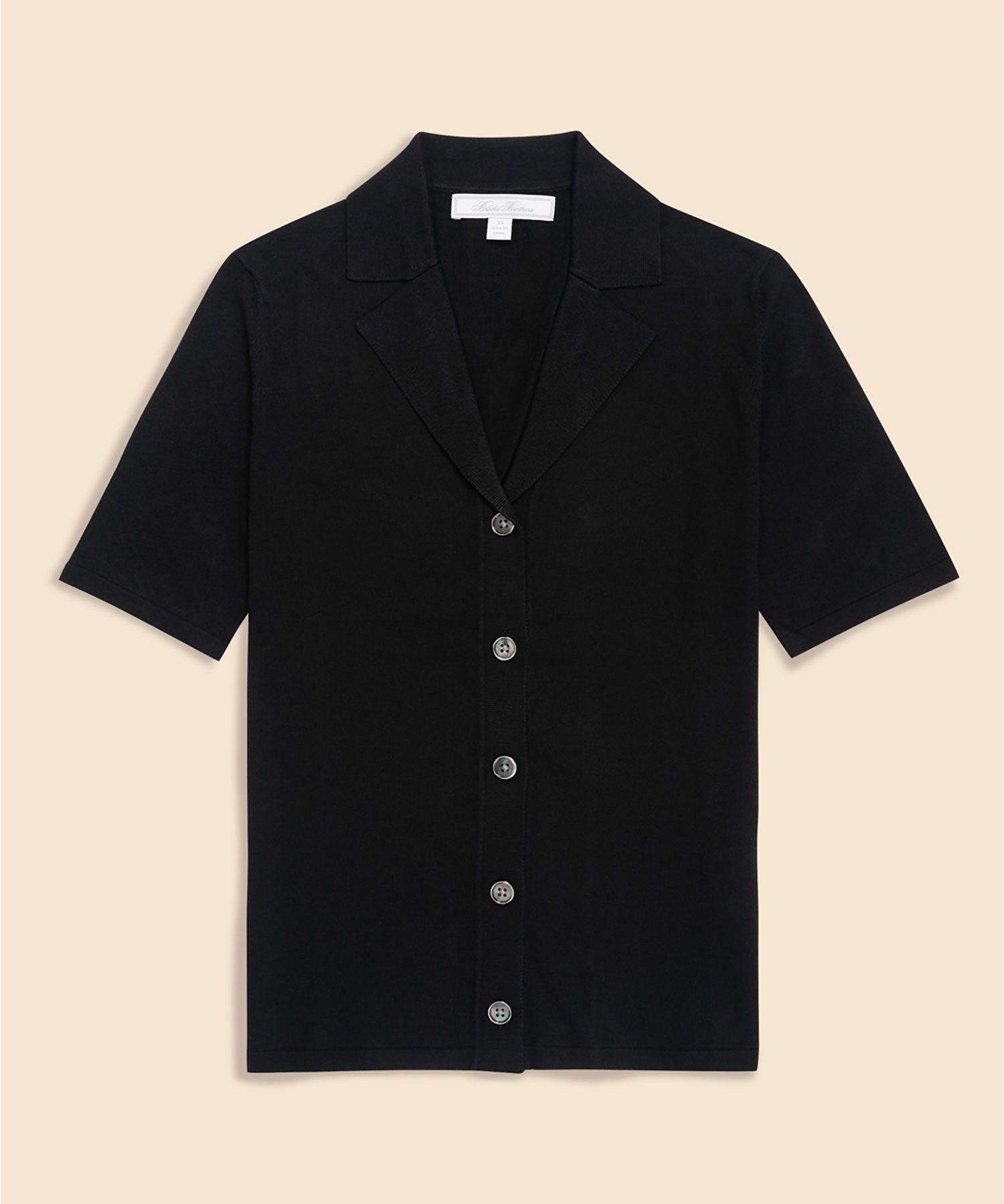 【SALE／30%OFF】BROOKS BROTHERS シルク/コットン ショートスリーブ オープンカラー カーディガン ブルックス ブラザーズ トップス ニット ブラック【送料無料】