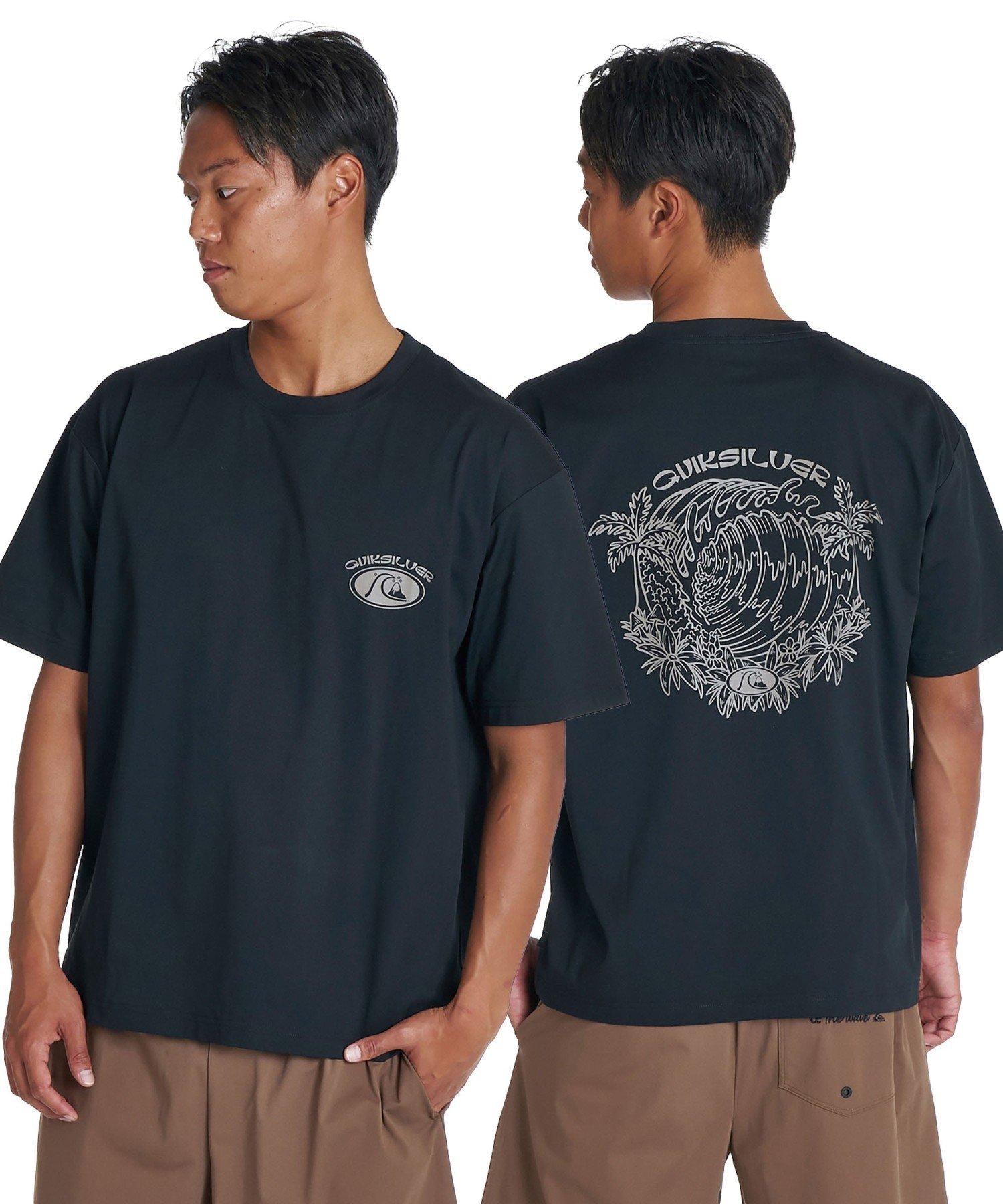 QUIKSILVER INSIDE SECTION ST  クイックシルバー トップス カットソー・Tシャツ ブラック ホワイト