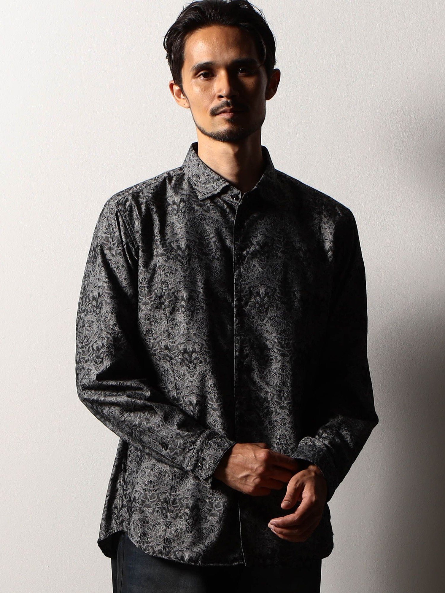 NICOLE CLUB FOR MEN 【RIELABO】リバティジャカードシャツ(日本製) ニコル トップス シャツ・ブラウス ブラック ワインレッド ブルー