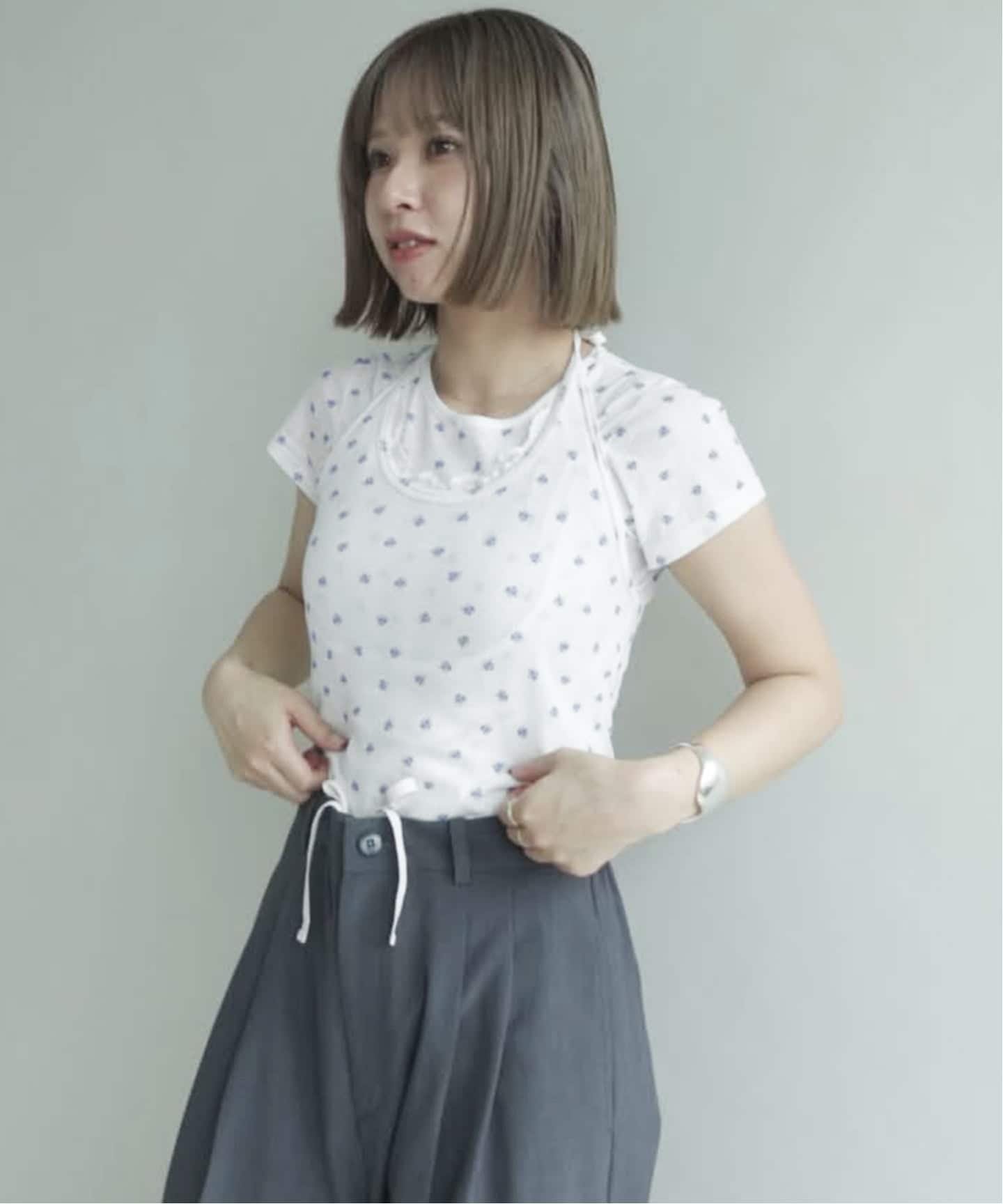 SLOBE IENA miller/ミラー SLOBE別注 ホルターネック*Tシャツセット スローブ イエナ トップス カットソー・Tシャツ ブルー ホワイト