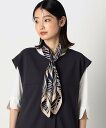 COMME CA ISM リング付 リーフプリント スクエアスカーフ コムサイズム ファッション雑貨 スカーフ・バンダナ ネイビー ブラック【送料無料】