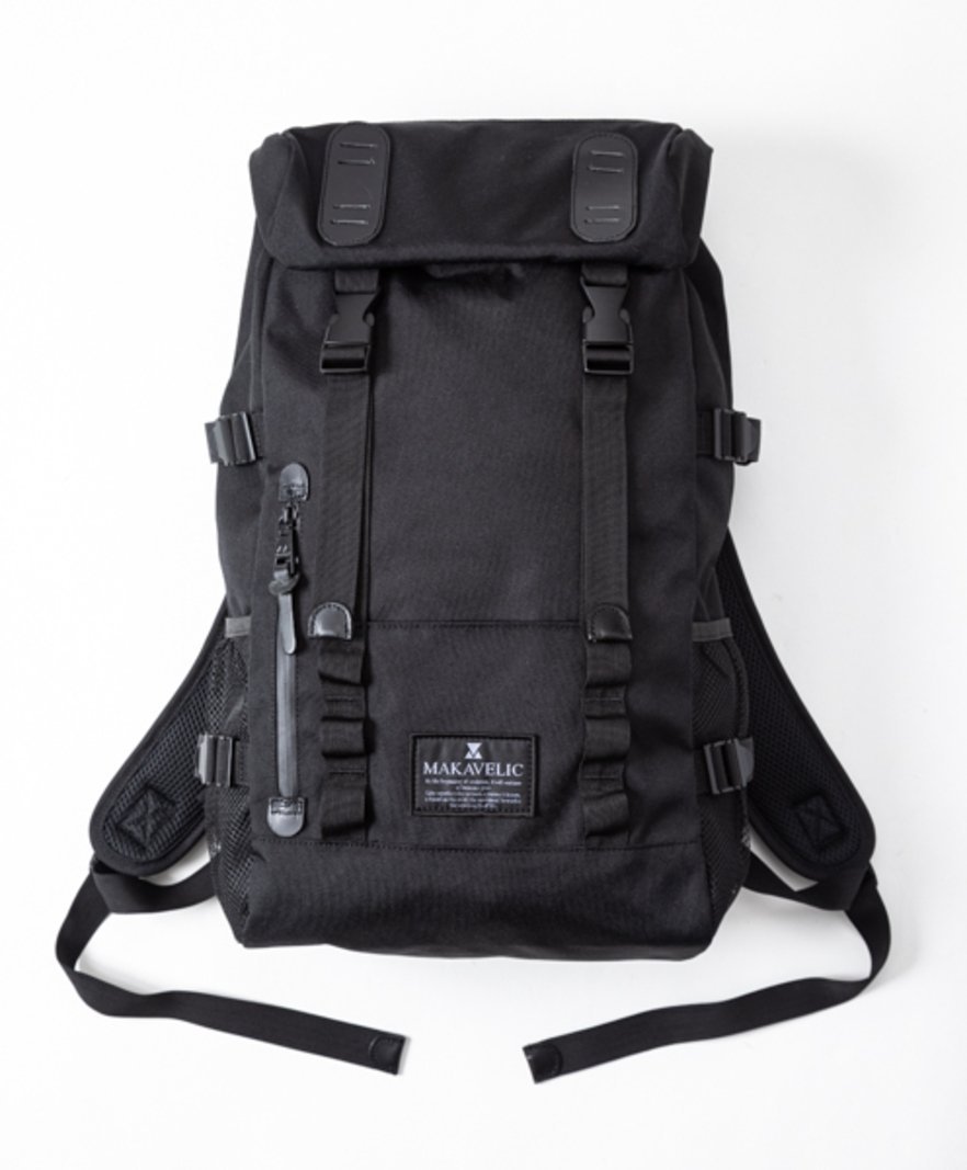 マキャベリック リュック メンズ MAKAVELIC DOUBLE BELT ZONE MIX DAYPACK BLACK EDITION / リュックサック / デイパック マキャベリック バッグ リュック・バックパック ブラック【送料無料】