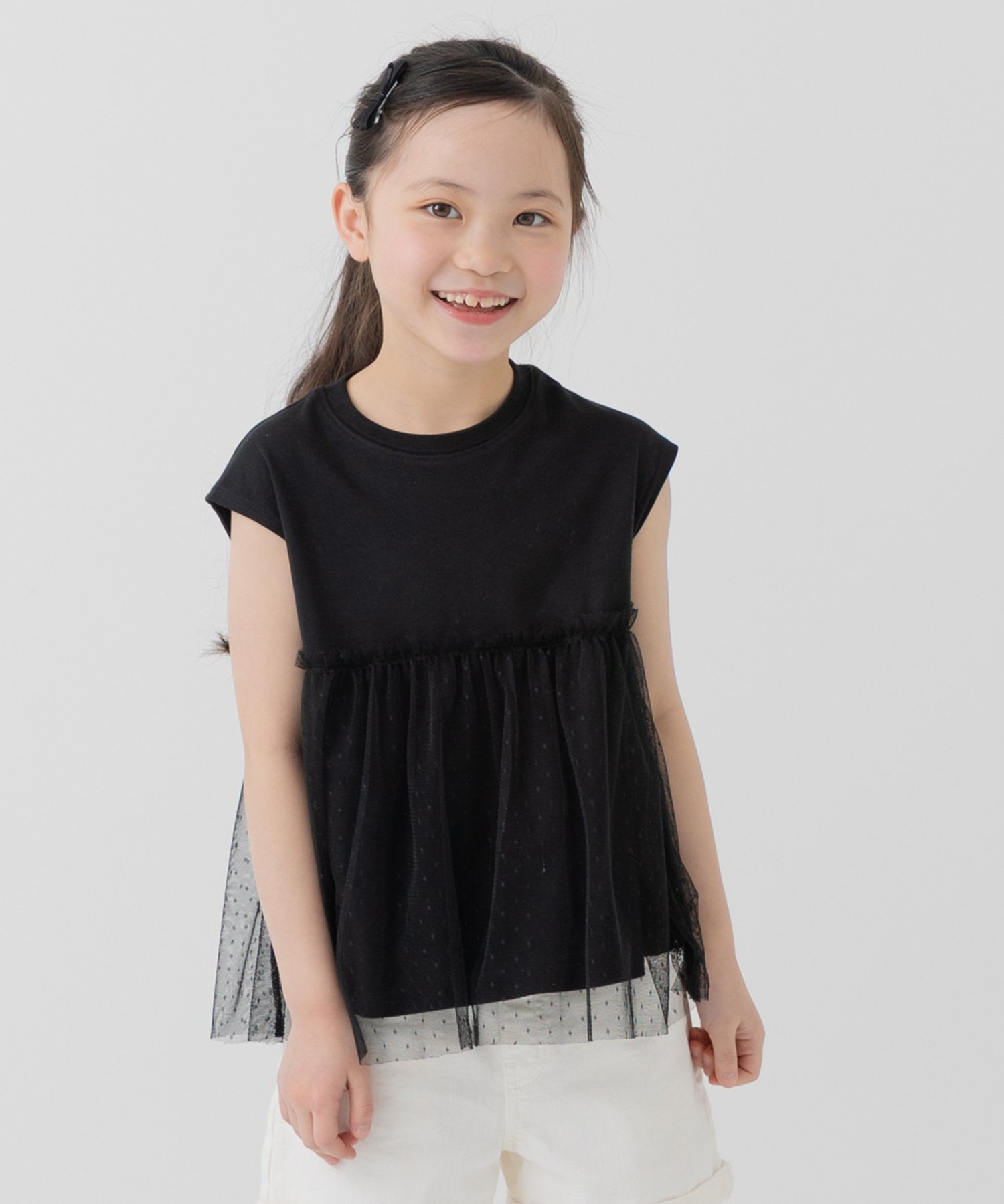 【SALE／10%OFF】chil2 チュール切替レイヤードチュニック チルツー トップス カットソー・Tシャツ ピンク パープル ホワイト ブラック ブルーのサムネイル