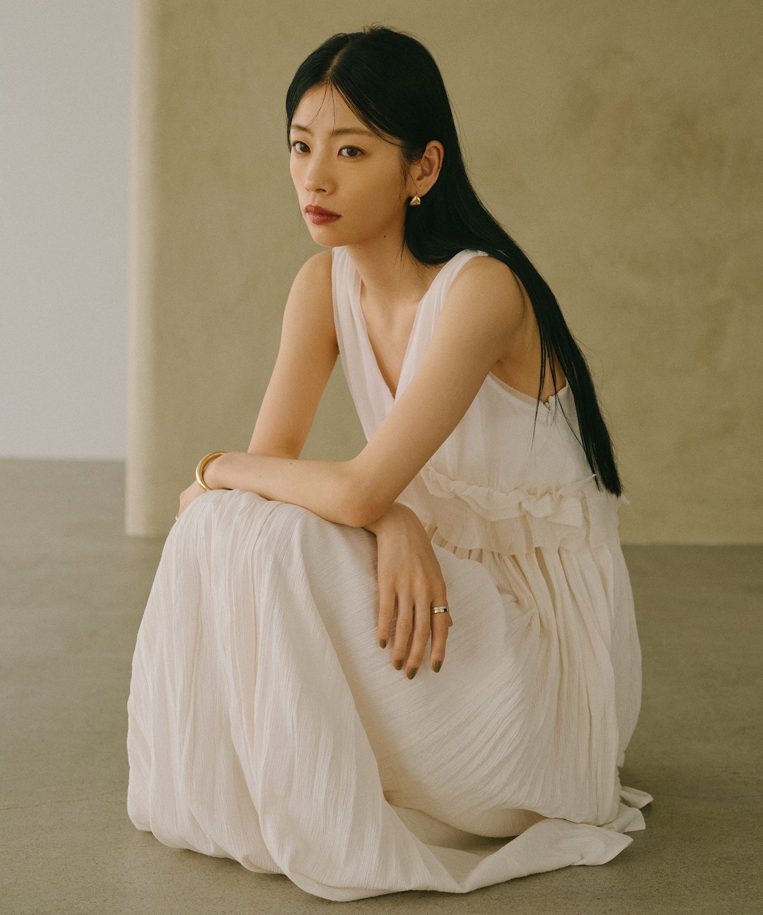 anuans リンクルワンピース アニュアンス ワンピース・ドレス ワンピース ベージュ【送料無料】のサムネイル