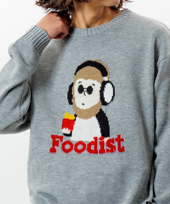 【SALE／10%OFF】FREAK'S STORE リラックスフィット ジャカード クルーネック ニット / OG Foodist 【限定展開】 25AW フリークスストア トップス ニット ブラック グレー ネイビー【送料無料】のサムネイル