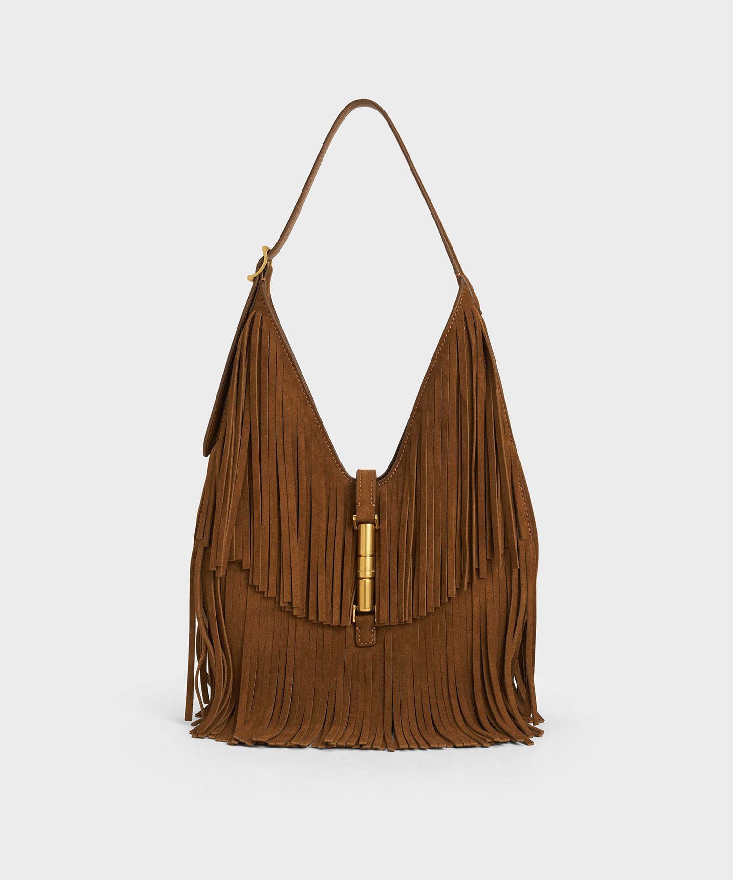 CHARLES & KEITH Cesia セシア リサイクルスエード フリンジホーボーバッグ チャールズアンドキース バッグ トートバッグ【送料無料】のサムネイル