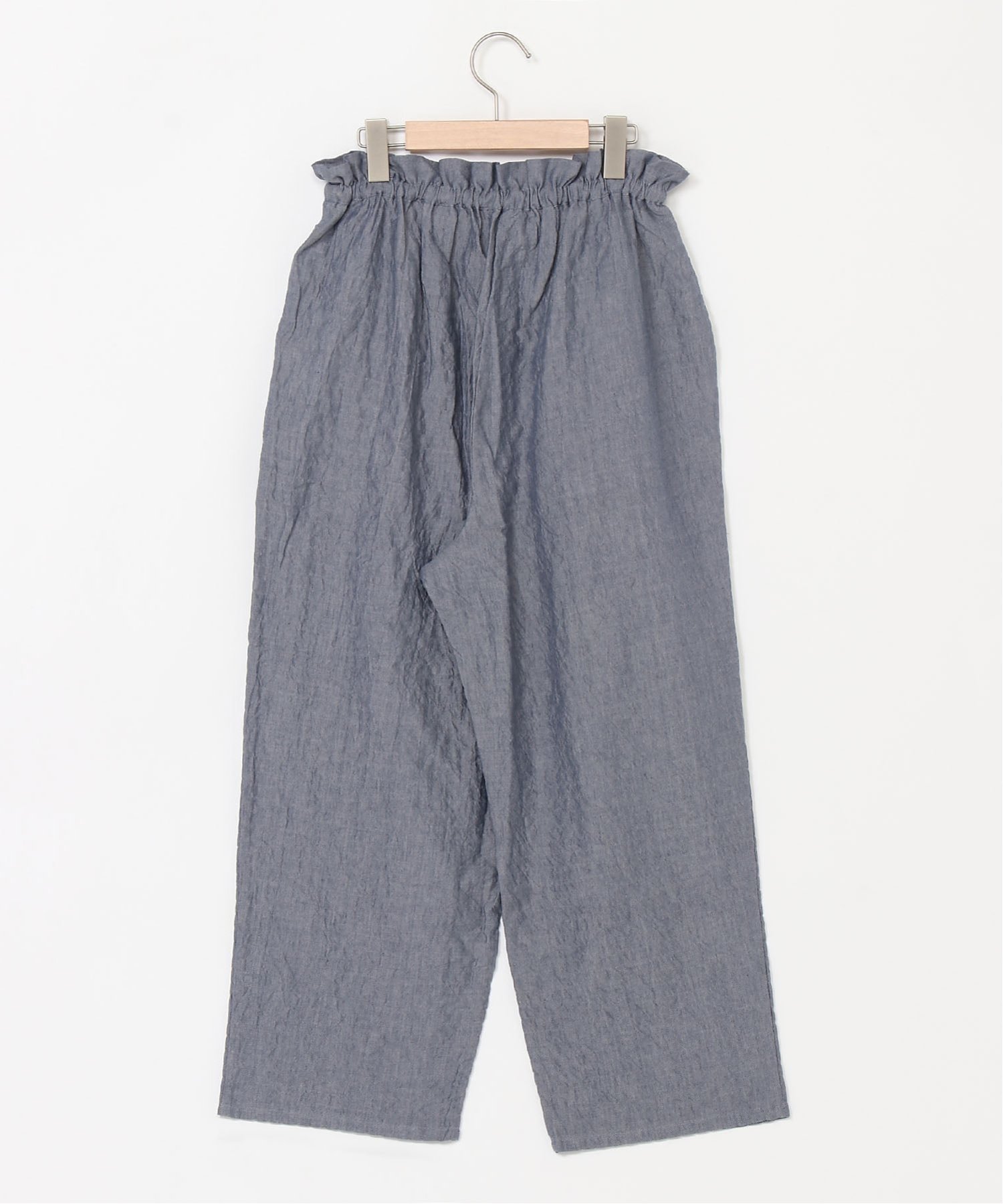 KID BLUE (W)シャーリングシャンブレーツイル フルレングスボトムス キッドブルー パンツ その他のパンツ ホワイト ネイビー