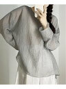 【SALE/40%OFF】Aimoon ワッシャー ブラウス レディース 長袖 ミニミニストア トップス シャツ・ブラウス グレー ネイビー ブラック【送料無料】(4)