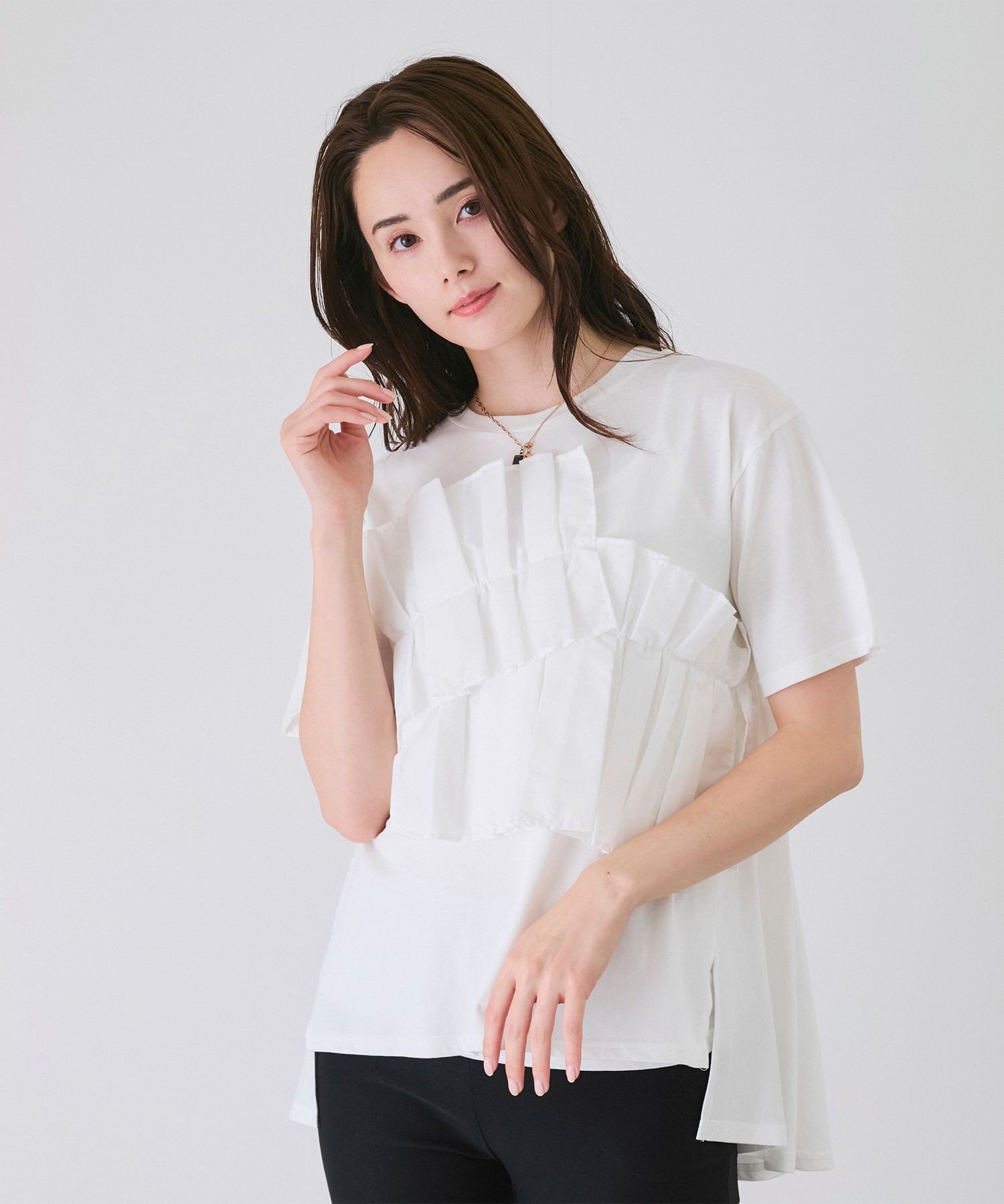 JAYRO デコフリルTシャツ ジャイロ トップス カットソー・Tシャツ ホワイト ブラック