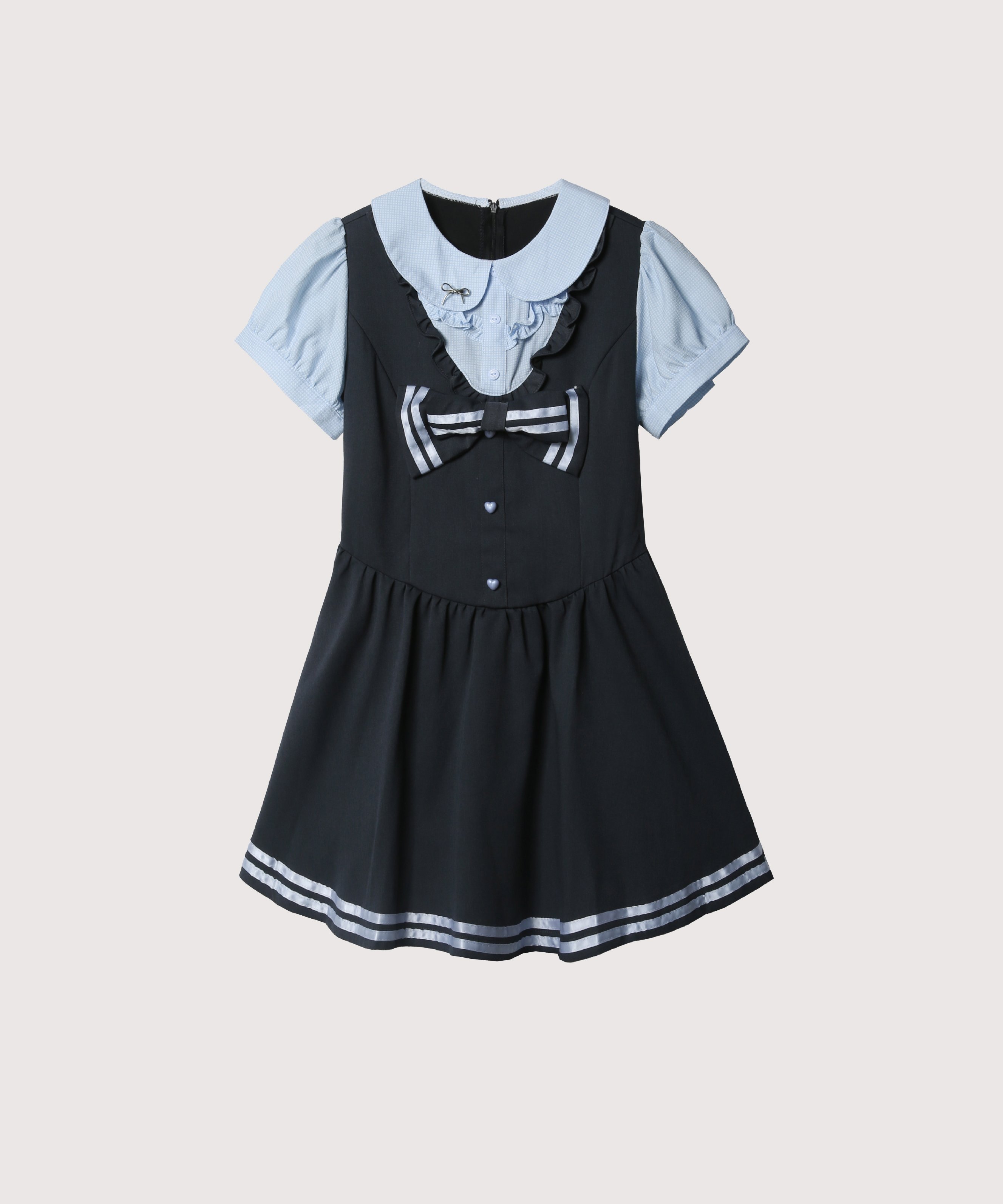 LA POMME petit Sweet Baby Collar Preppy Dress ラポミ・プチ ワンピース・ドレス ワンピース ネイビー【送料無料】