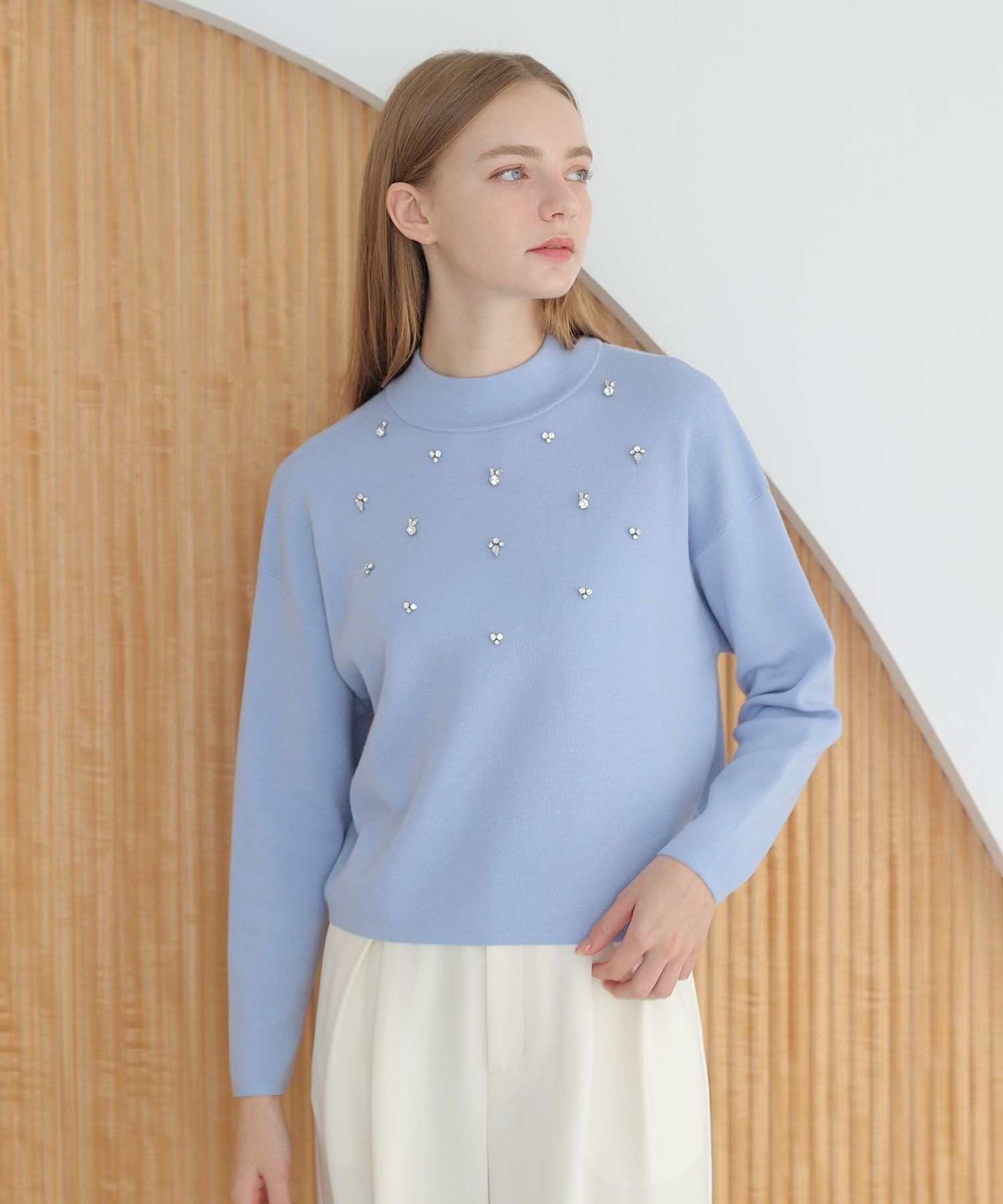 ANAYI メーレエンブロイダリー プルオーバー アナイ トップス ニット ブルー ホワイト ブラック【送料無料】のサムネイル