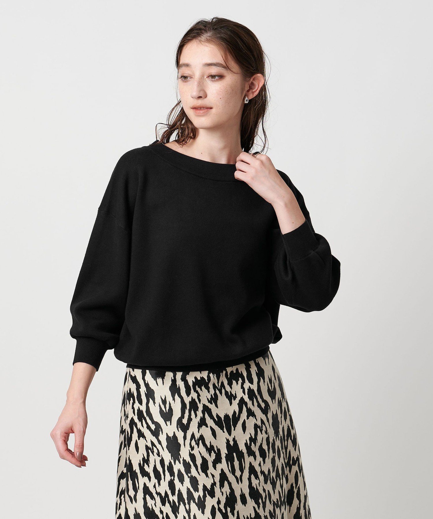 【SALE／50%OFF】UNITED ARROWS スヴィン オフネック ニット -ウォッシャブル- ユナイテッドアローズ アウトレット トップス ニット ホワイト レッド ブラック【送料無料】