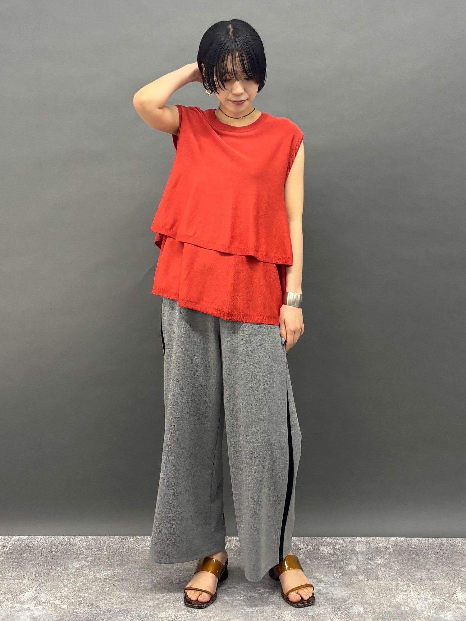NICOLE white 接触冷感 大人かわいいティアードフレンチトップス ニコル クラブ トップス ニット ブラック オレンジ