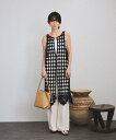 【SALE/50%OFF】SALON adam et rope' クロシェニットワンピース サロン アダム エ ロペ ワンピース・ドレス ワンピース ブラック ベージュ【送料無料】