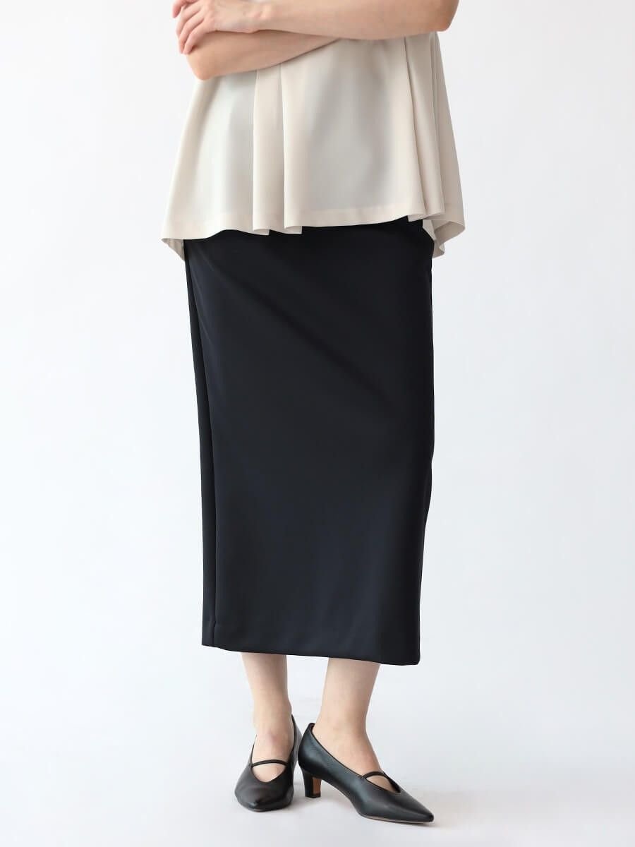 【SALE／47%OFF】Aga ダンボールニットIラインスカート ラシュッド スカート ロング・マキシスカート ブラック グレー【送料無料】