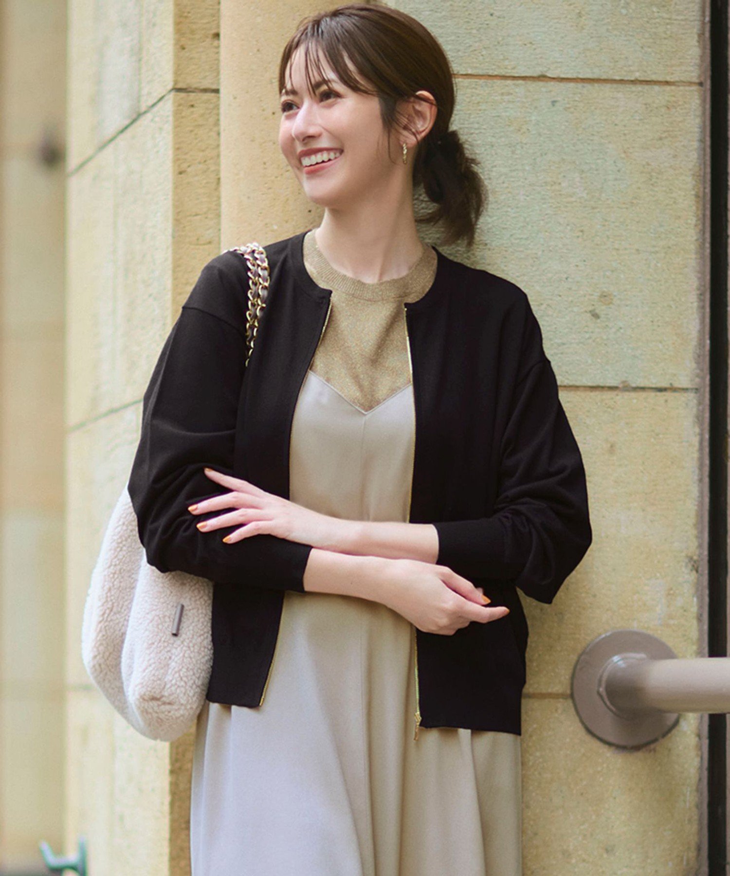 23区 【洗える】オータムシャイニー ニット ブルゾン ニジュウサンク ジャケット・アウター ブルゾン・ジャンパー グレー ベージュ ブラック【送料無料】のサムネイル